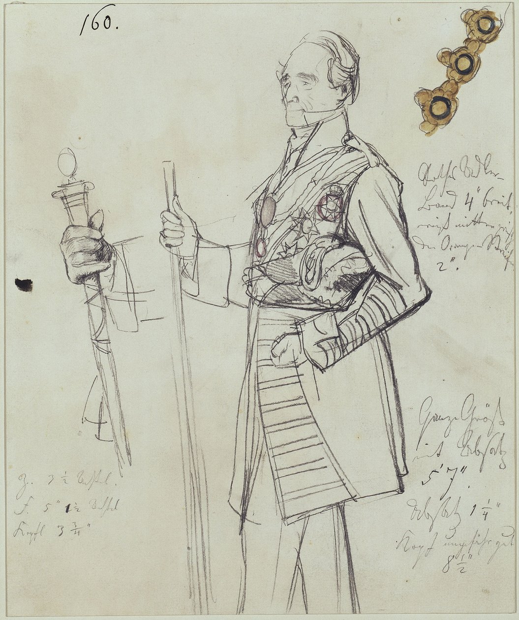 Gran maestro de ceremonias Rodolfo conde Stillfried-Alcantara. Estudio para la pintura «Coronación de Guillermo I en Königsberg» de Adolph Menzel