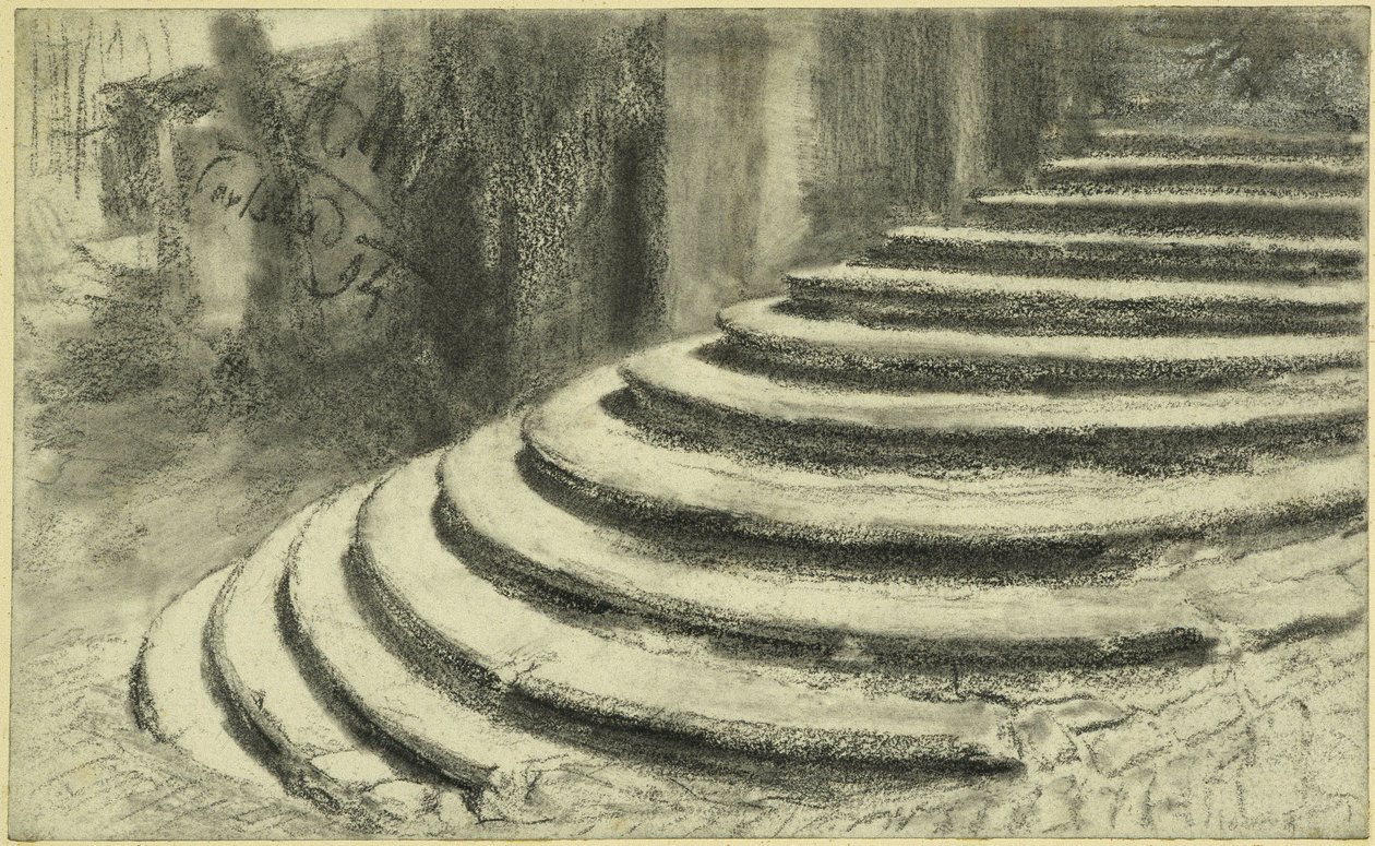 Escalera del pórtico de la iglesia de María Magdalena en Karlsbad de Adolph Menzel