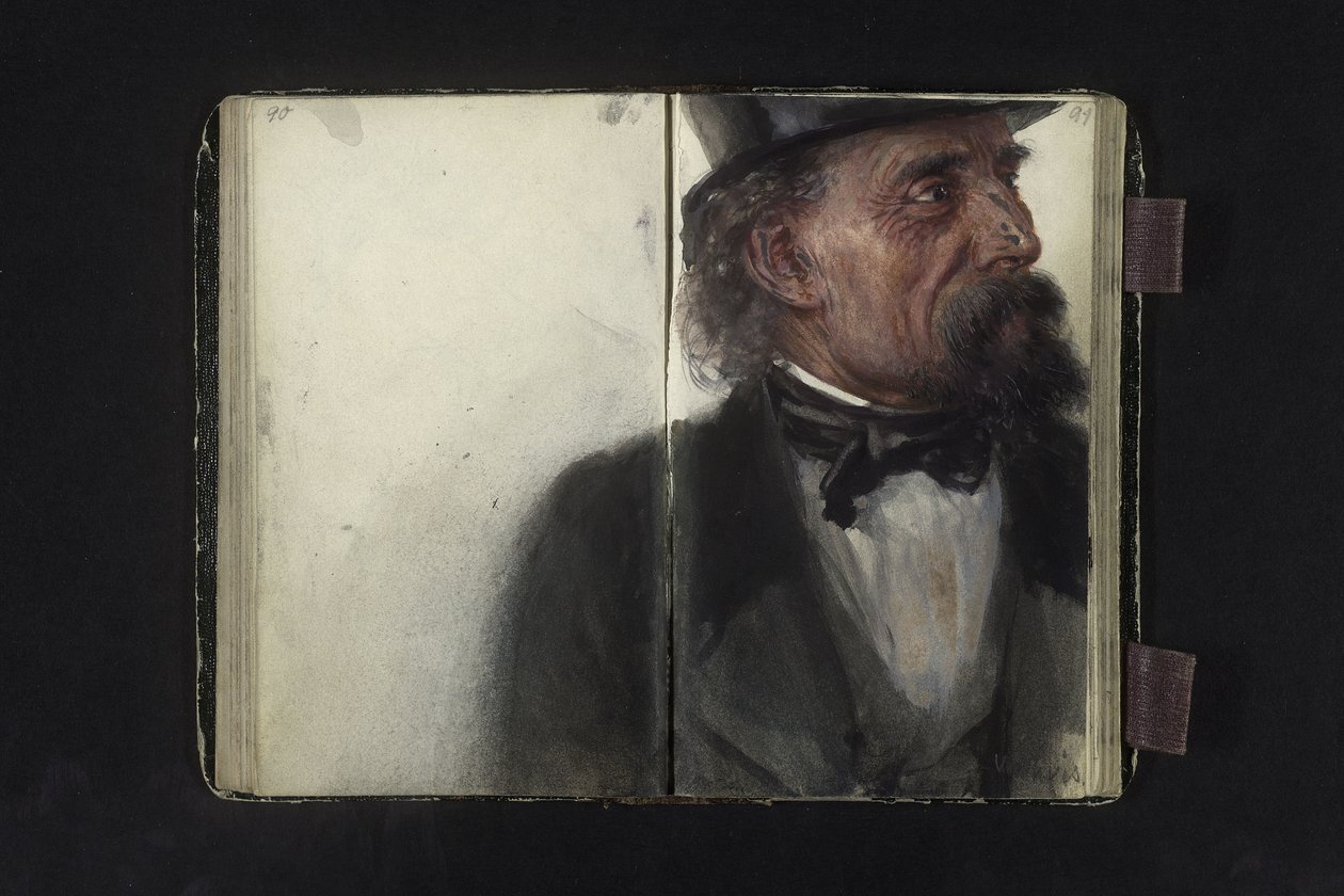Retrato de un hombre con sombrero de copa de Adolph Menzel