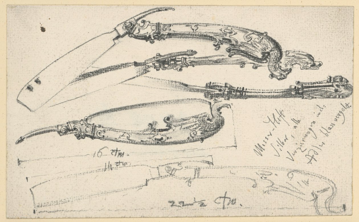 Navaja de afeitar, posiblemente procedente de la mesa de caza y de trabajo del príncipe elector Juan Jorge I de Sajonia, Museo Histórico, Dresde de Adolph Menzel