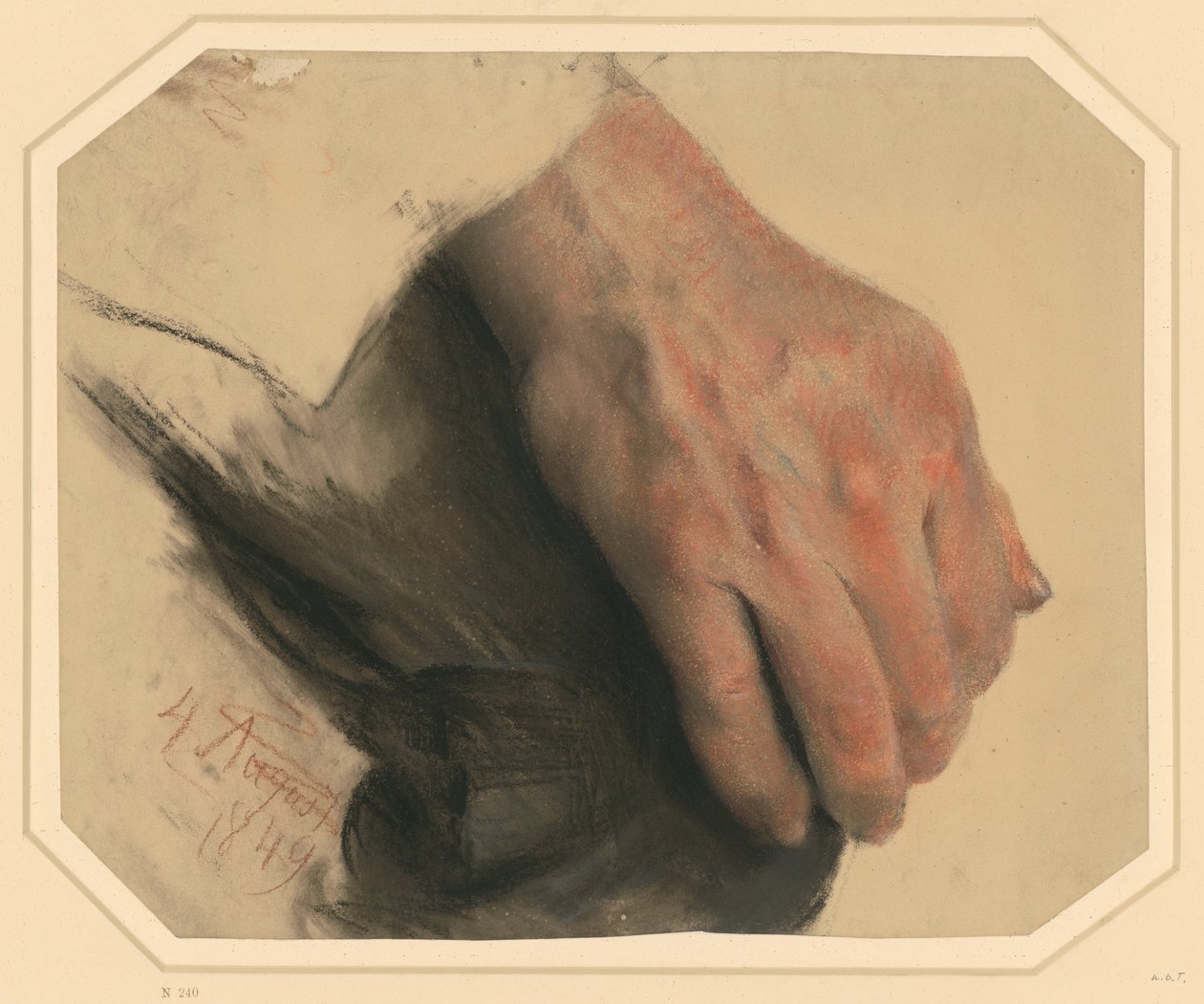 Mano derecha de un hombre descansando sobre su rodilla de Adolph Menzel