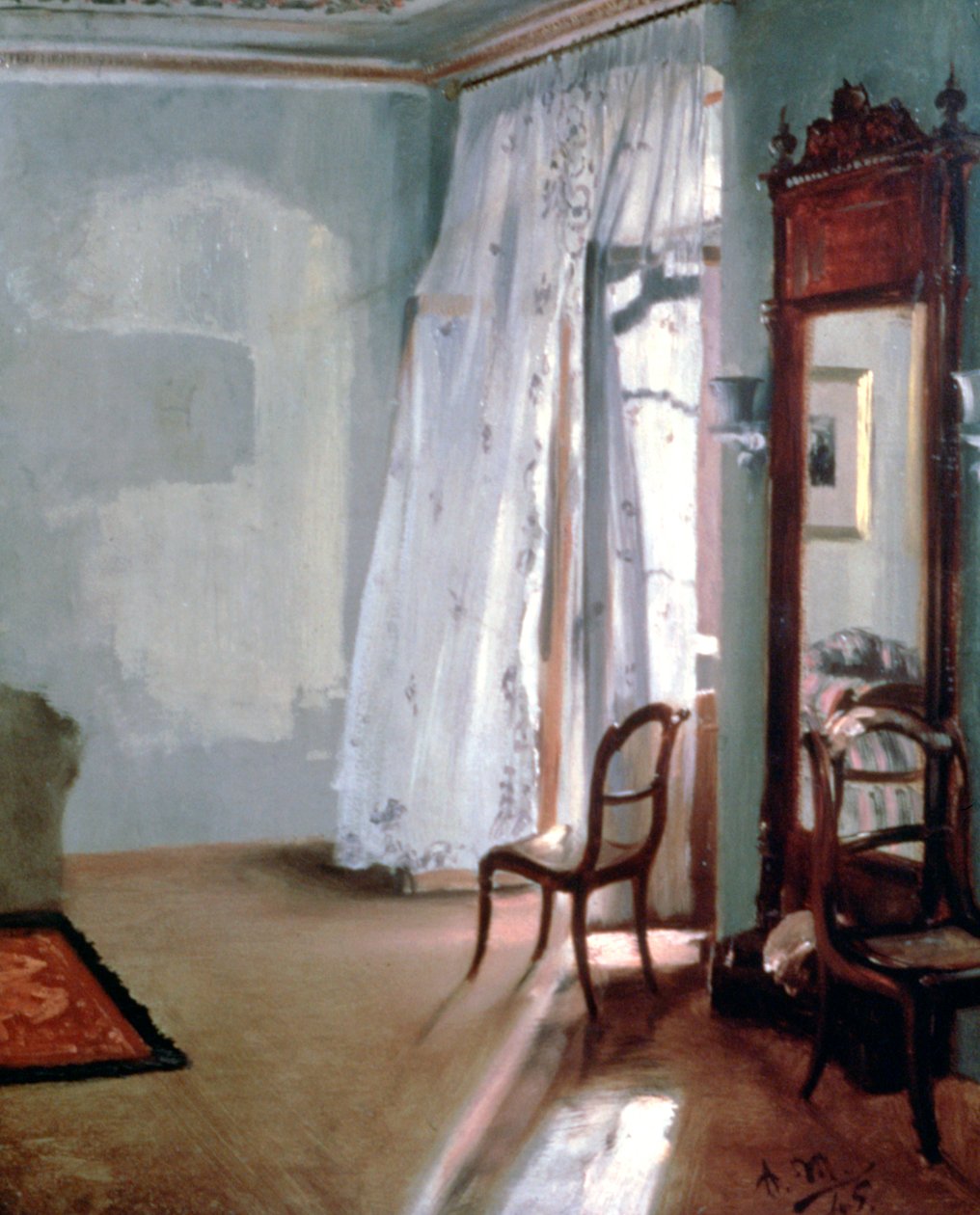 Habitación con balcón, 1845 de Adolph Menzel