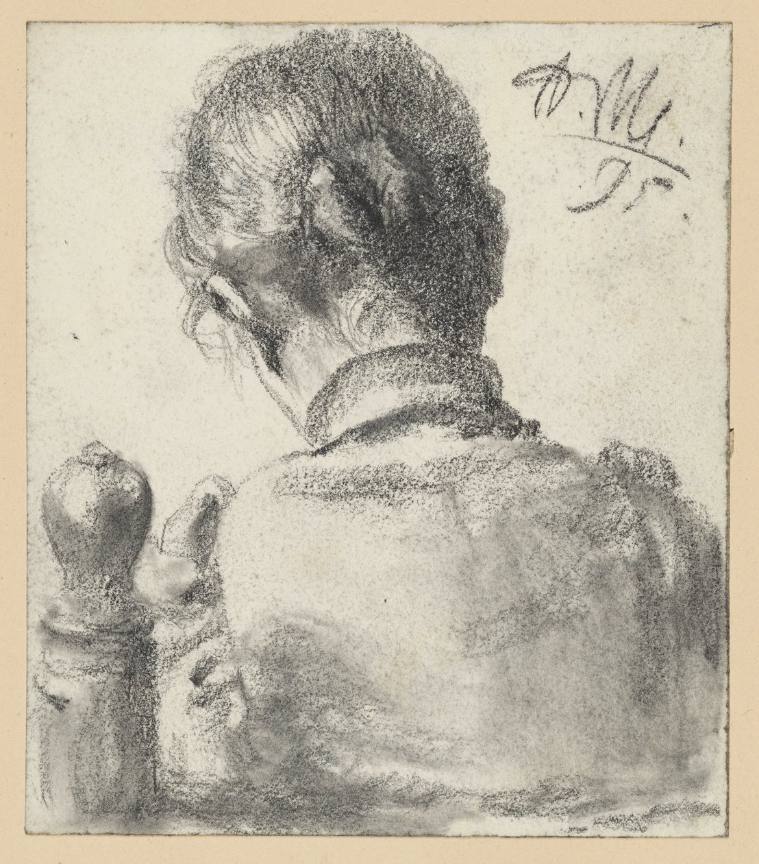 Vista de espaldas de una mujer sentada en una silla de Adolph Menzel