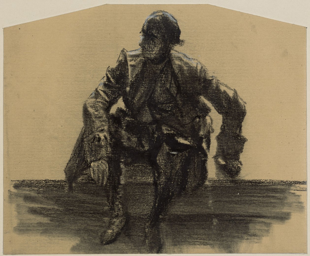 Anciano sentado de frente, con la mano izquierda apoyada de Adolph Menzel
