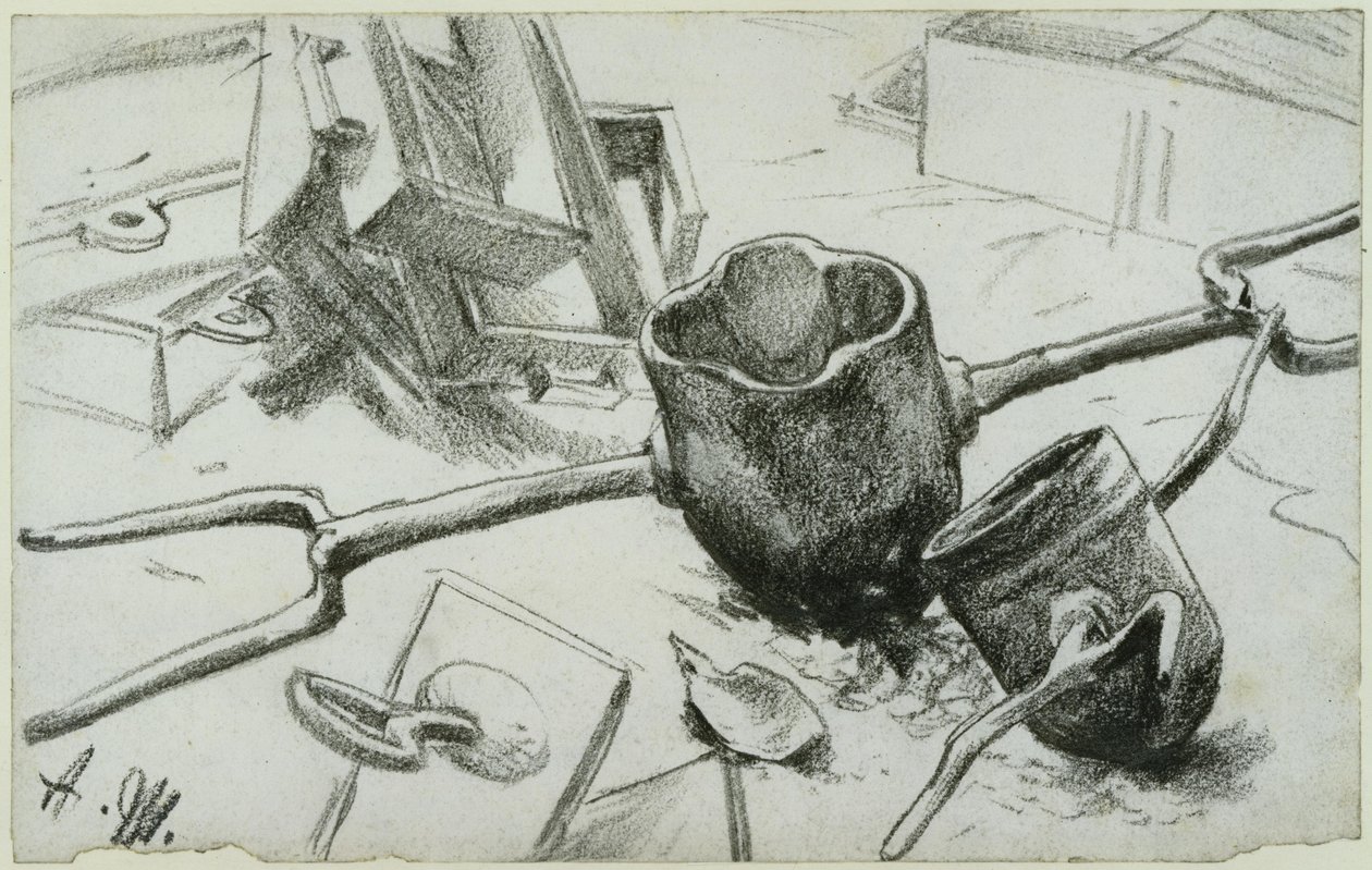 Estudio para «Laminadora de hierro. Cíclopes modernos»: cuchara de fundición de Adolph Menzel