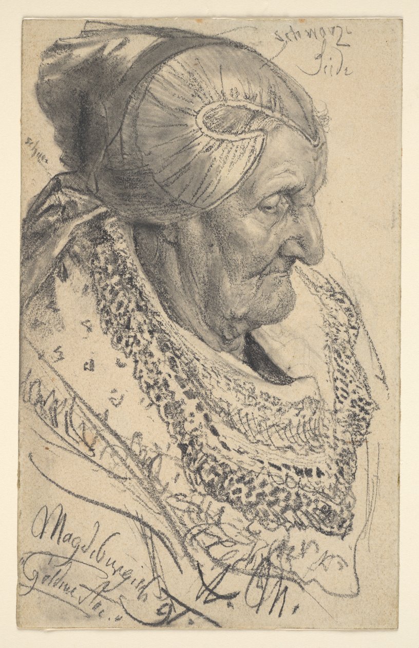 Estudio de una anciana de Magdeburgo de Adolph Menzel