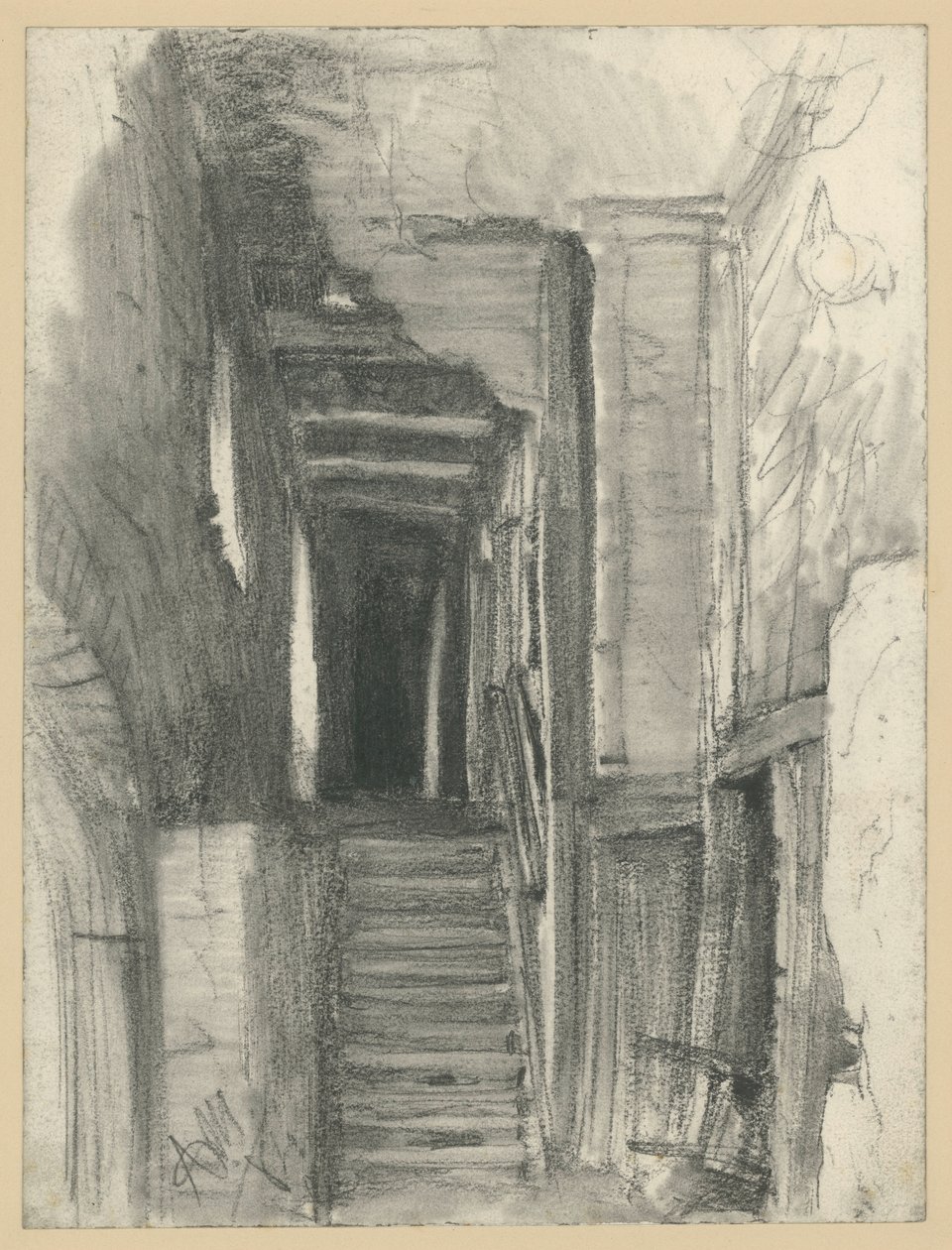Escalera y pasillo en una antigua casa de campo de Adolph Menzel