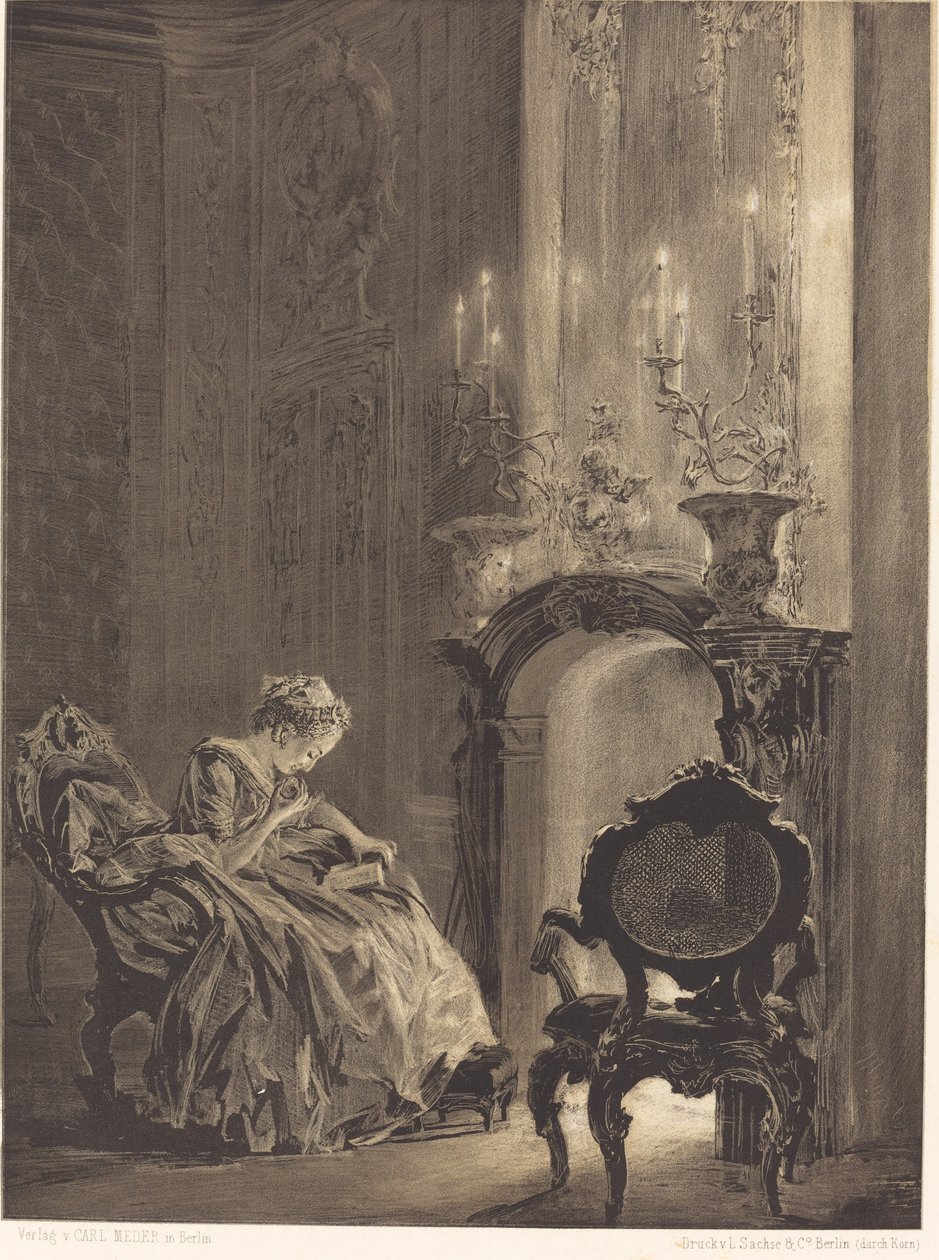 Mujer ante el fuego de Adolph Menzel