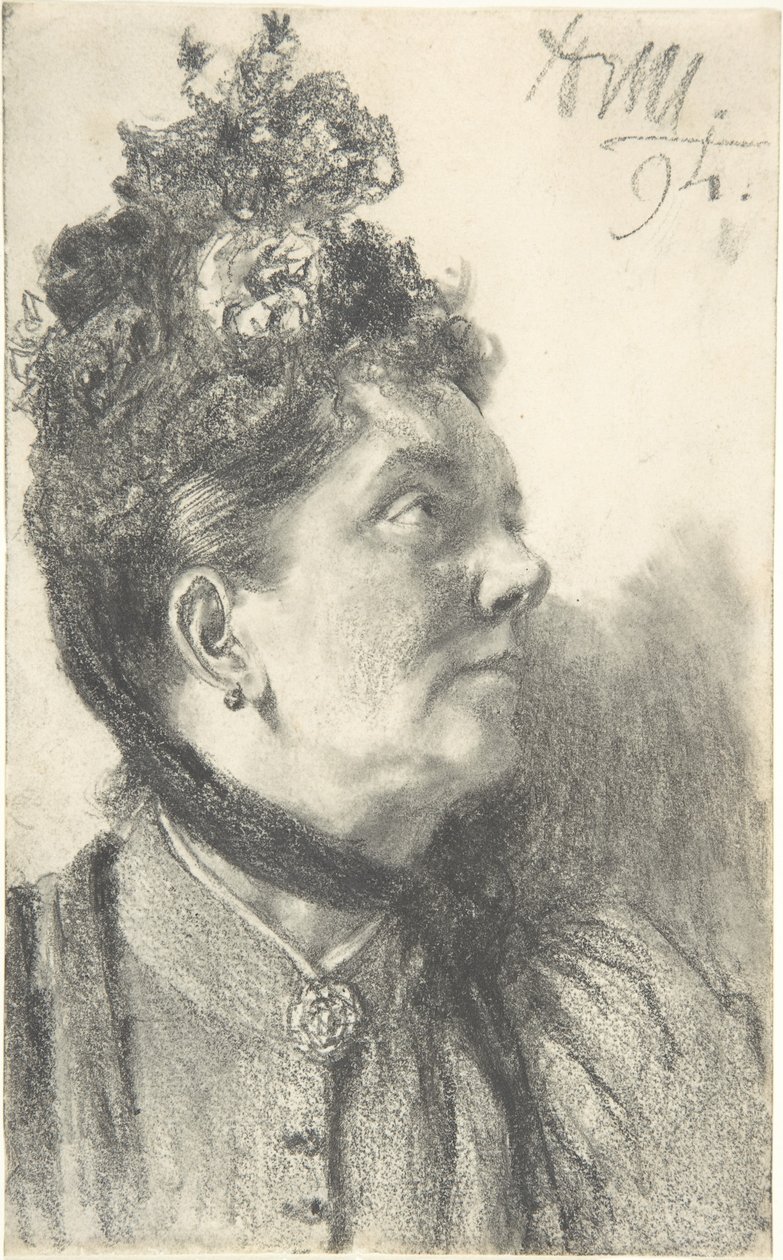 Mujer con un sombrero de terciopelo arrugado de Adolph Menzel