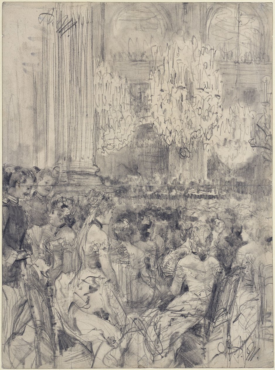 Asistentes al concierto en la Sala Blanca del Palacio de Berlín de Adolph Menzel