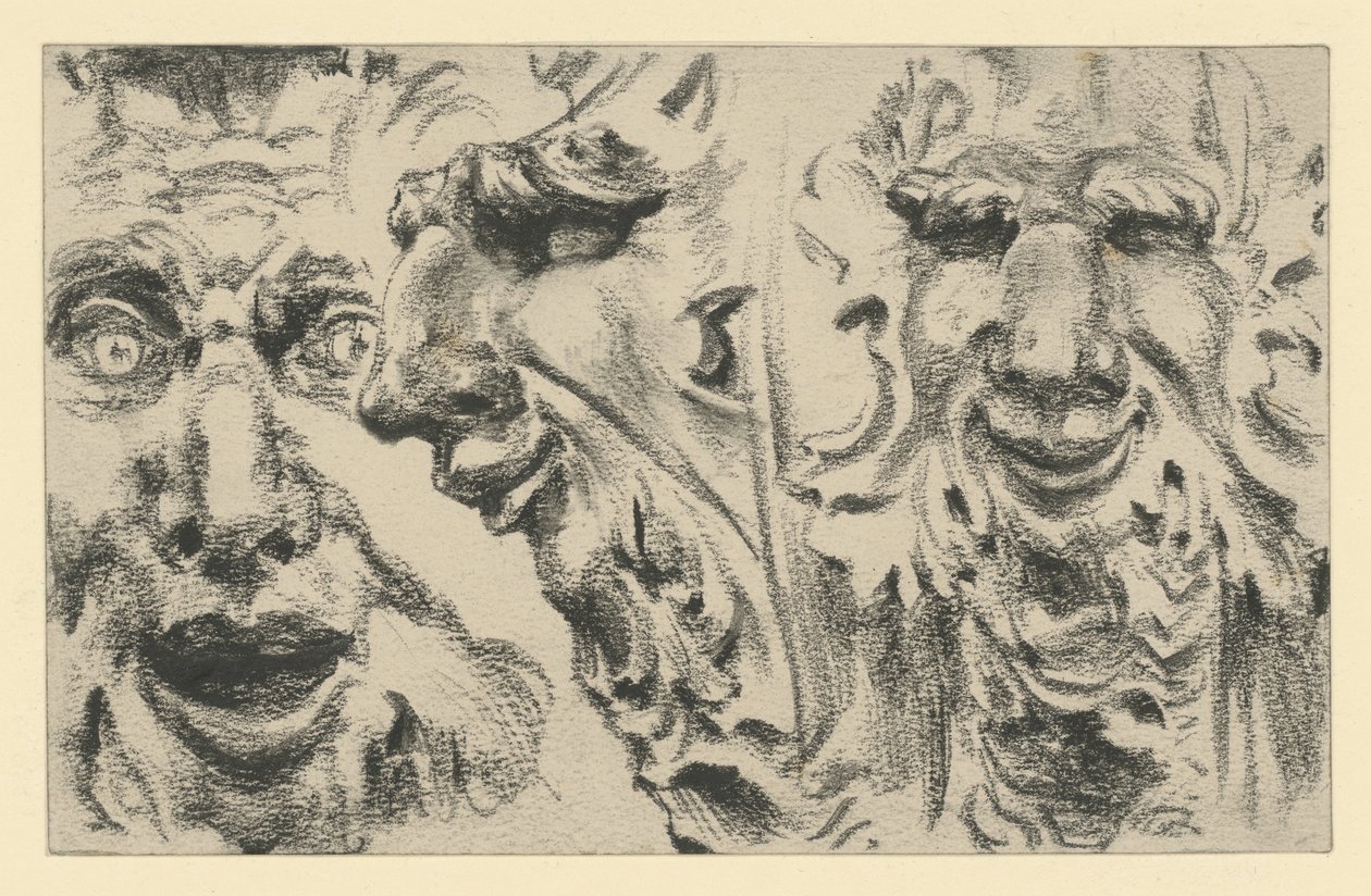 Dos máscaras de fauno en el Zwinger de Dresde de Adolph Menzel