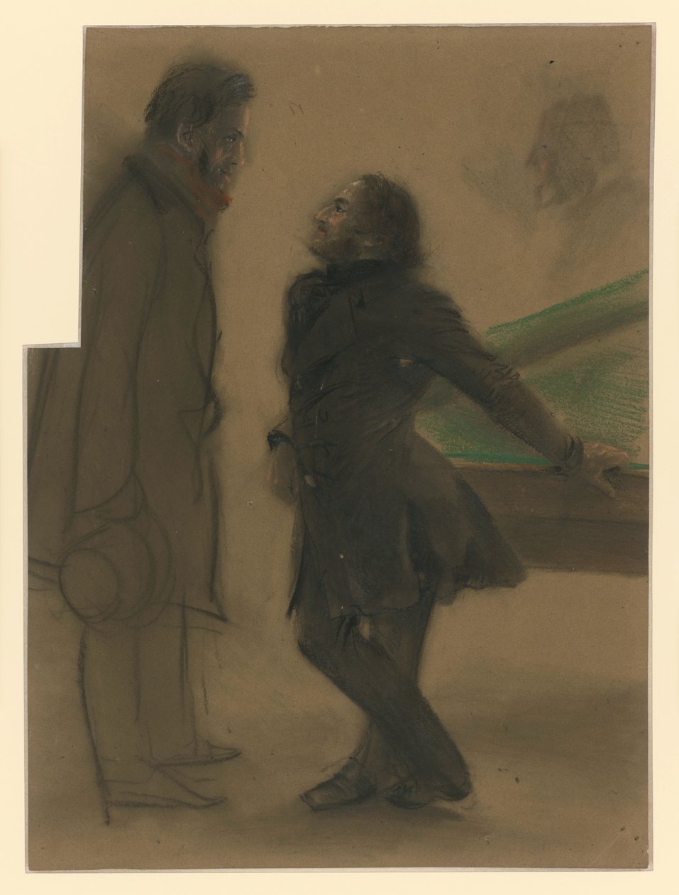 Dos hombres junto a la mesa de billar de Adolph Menzel