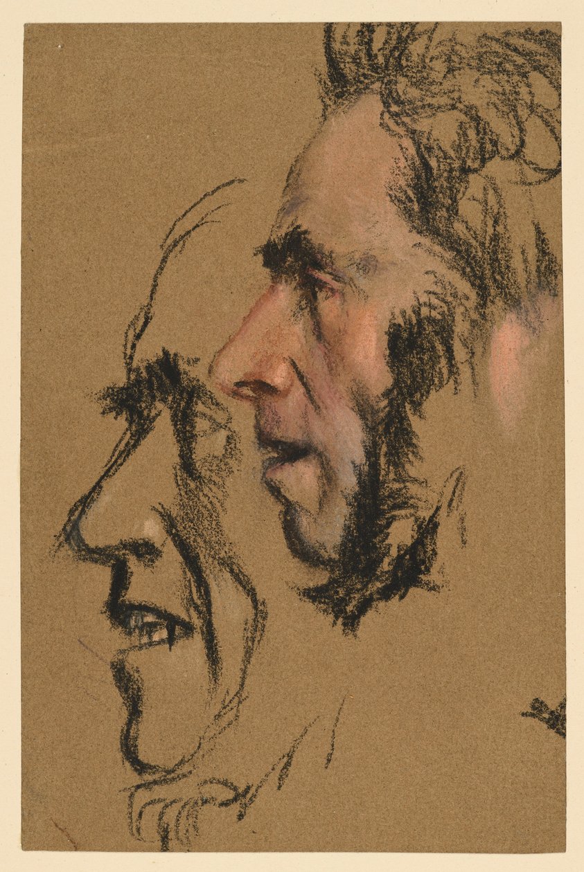 Dos estudios de un rostro masculino de perfil hacia la izquierda de Adolph Menzel