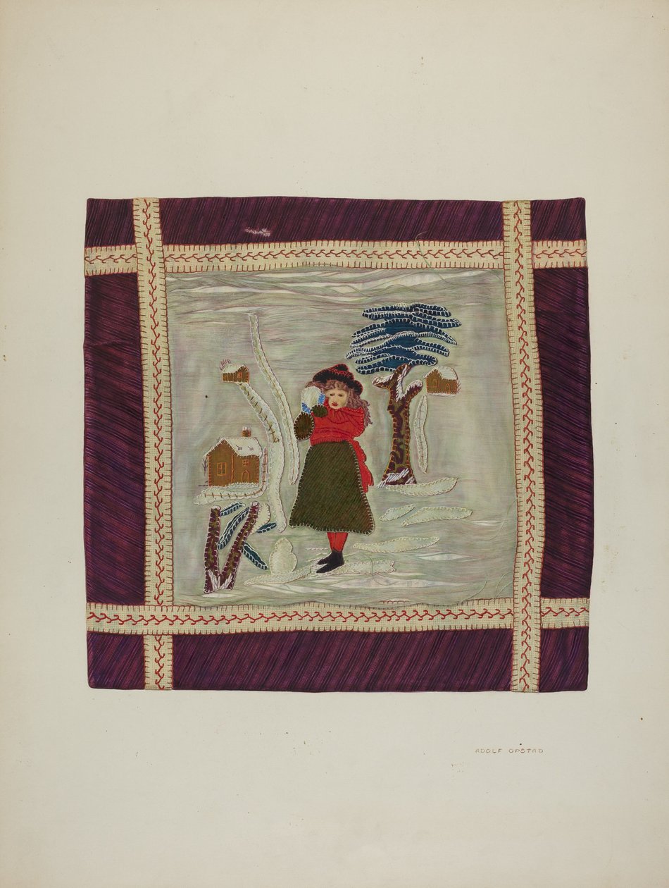 Detalle de colcha de apliqué, 1941 de Adolph Opstad