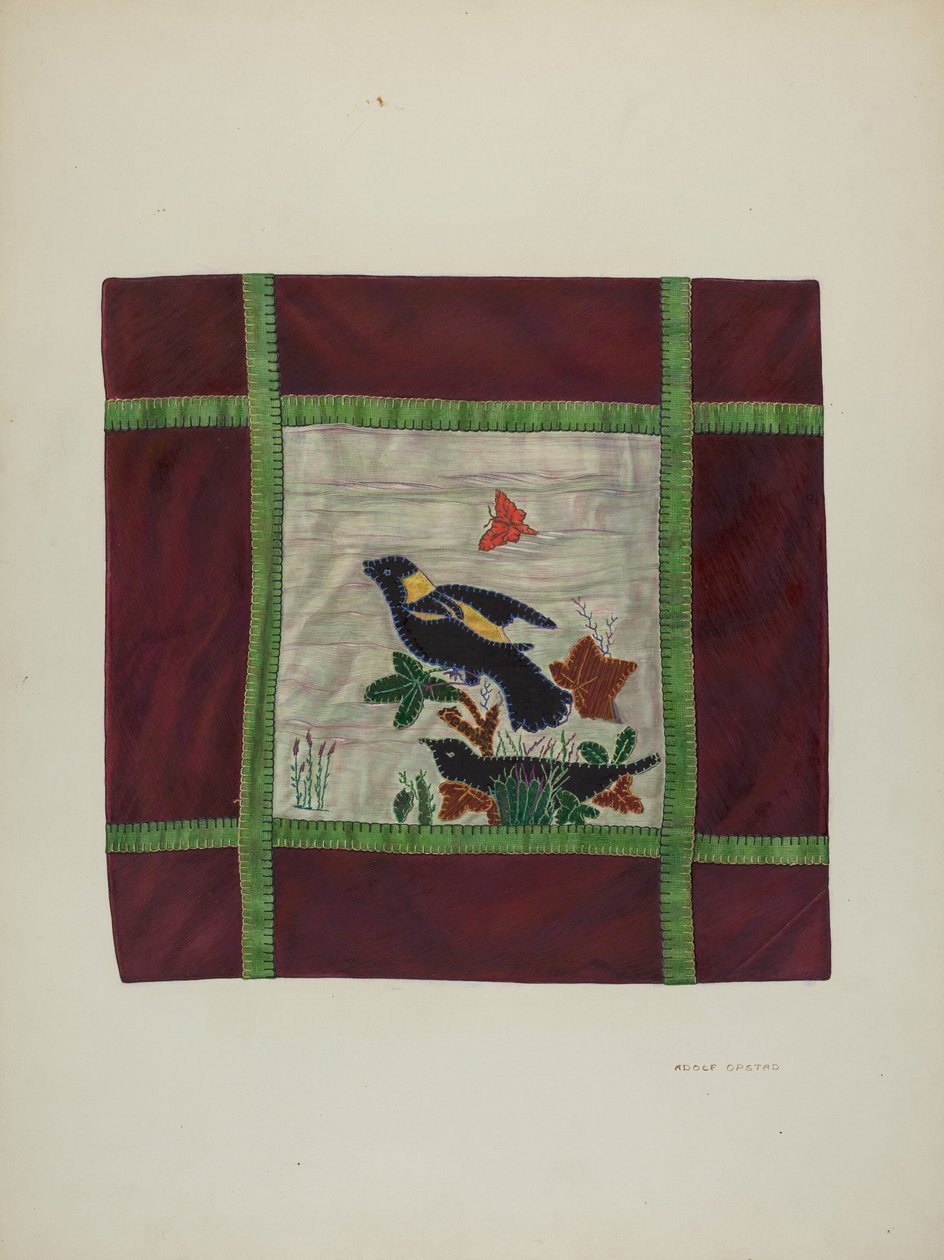 Cubrecama de apliqué (detalle), 1941 de Adolph Opstad