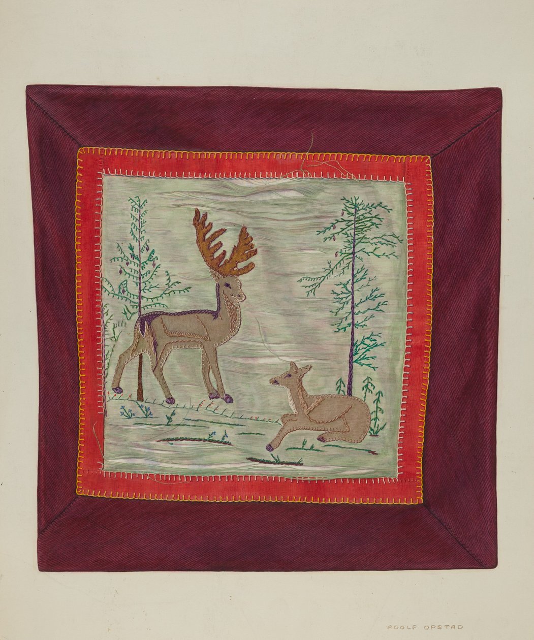 Detalle de colcha de apliqué, c. 1941 de Adolph Opstad