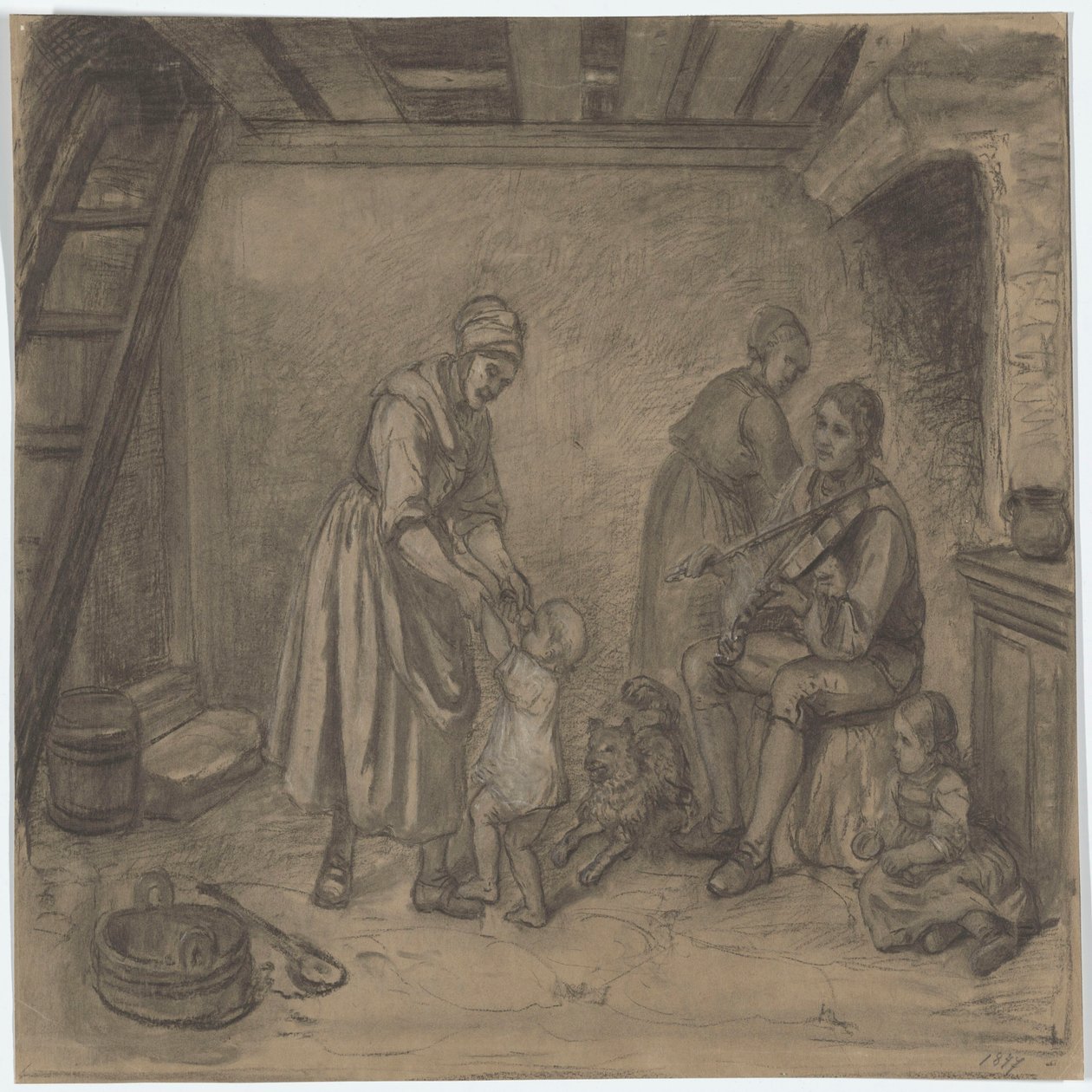 Escena doméstica en el campo de Adolph Tidemand