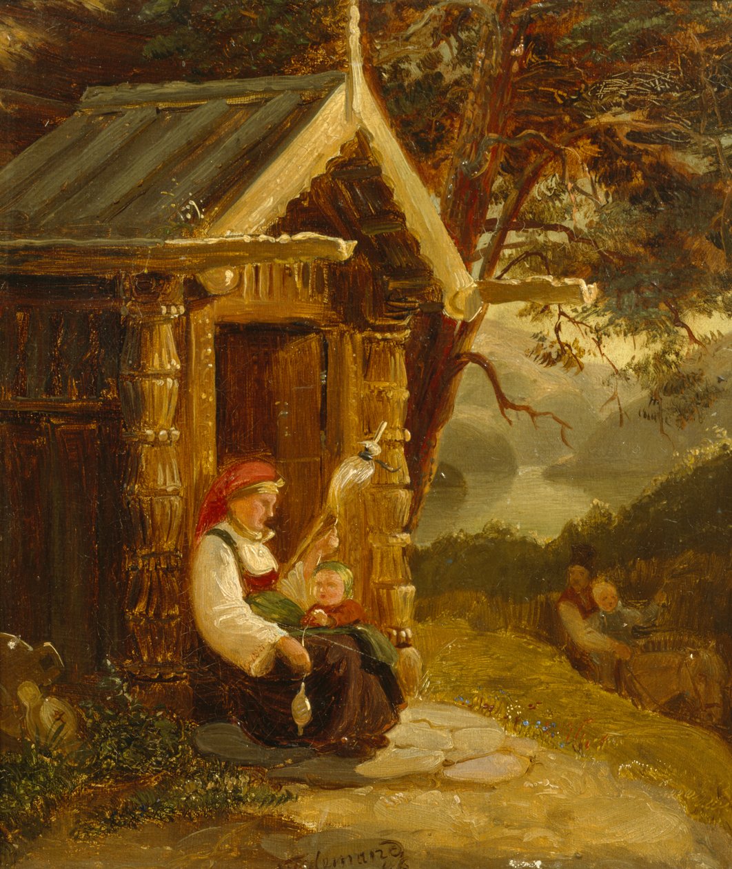 Tarde en el lago Tinn de Adolph Tidemand