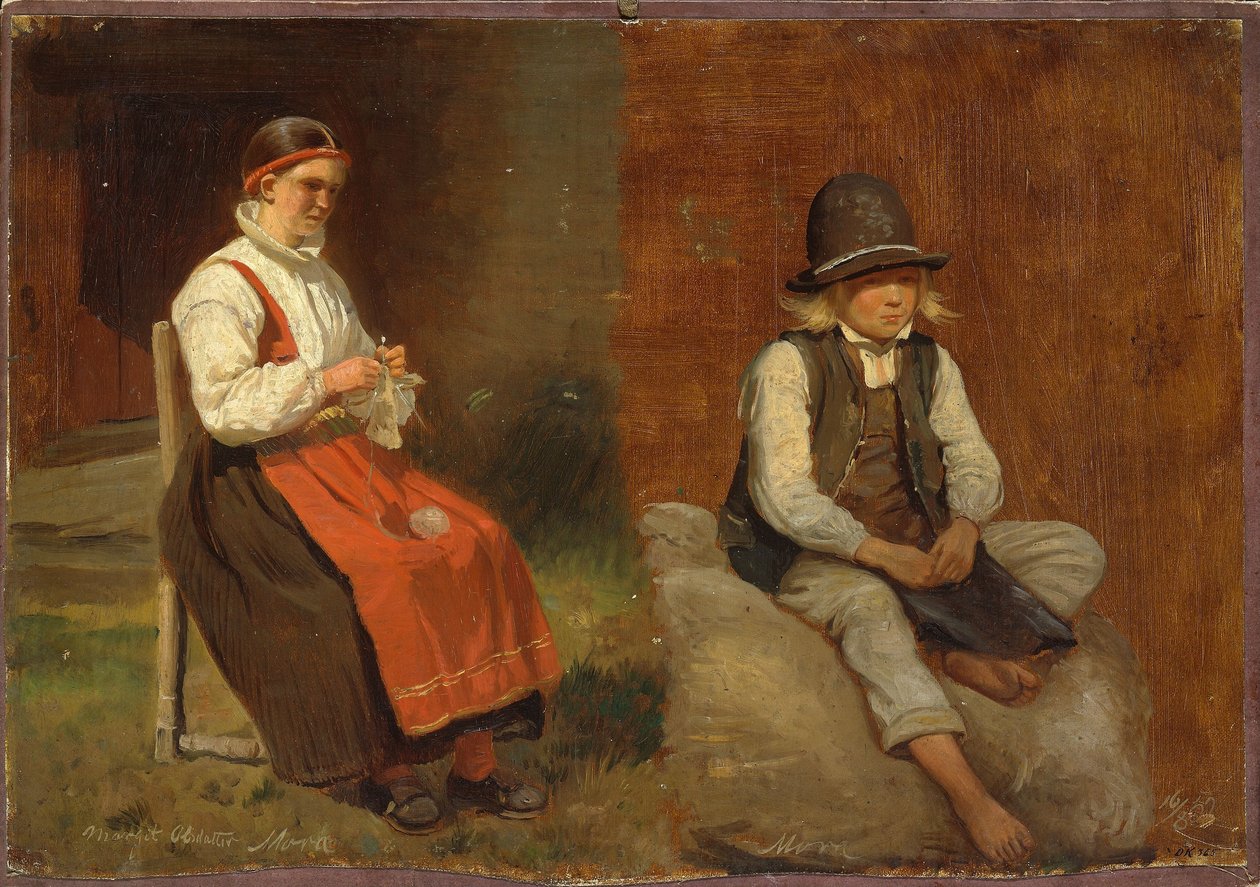 Estudios de figuras de Mora, en Suecia de Adolph Tidemand
