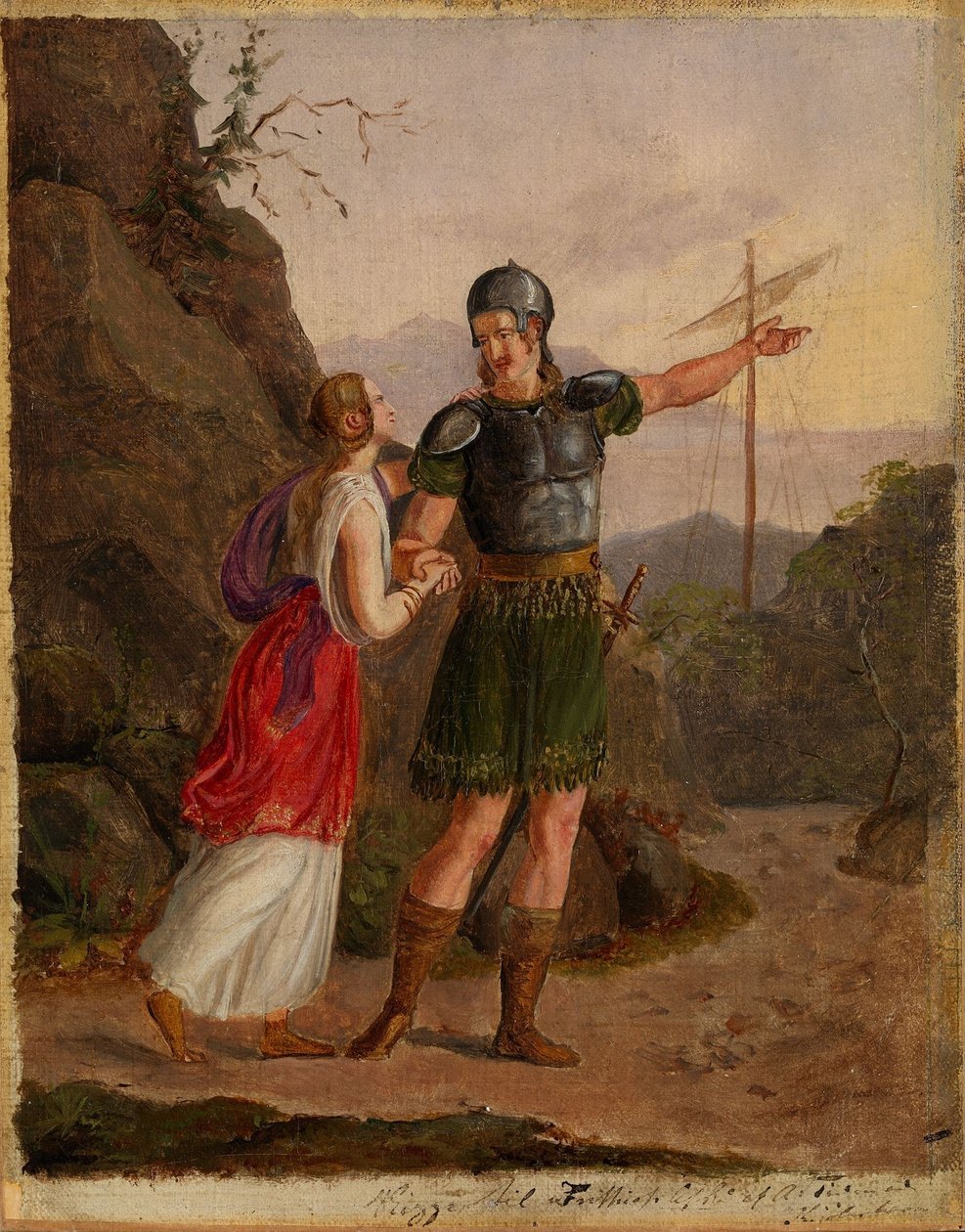 La despedida de Fridtjof, boceto de un cuadro perdido de Adolph Tidemand