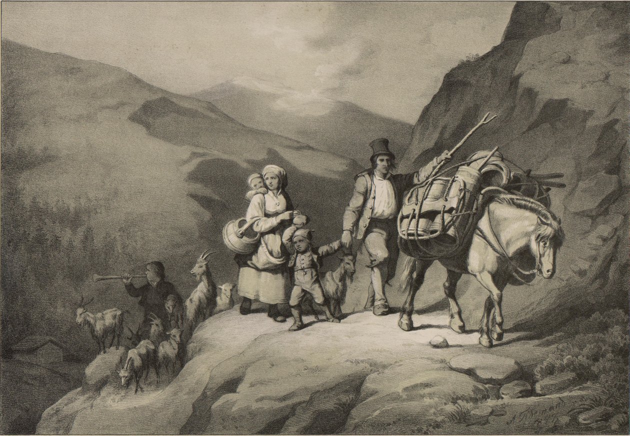 Ilustración del libro Norge fremstillet i Tegninger de Asbjørnsen, P.Chr. y publicado por Chr. Tønsberg (no, 1848) de Adolph Tidemand