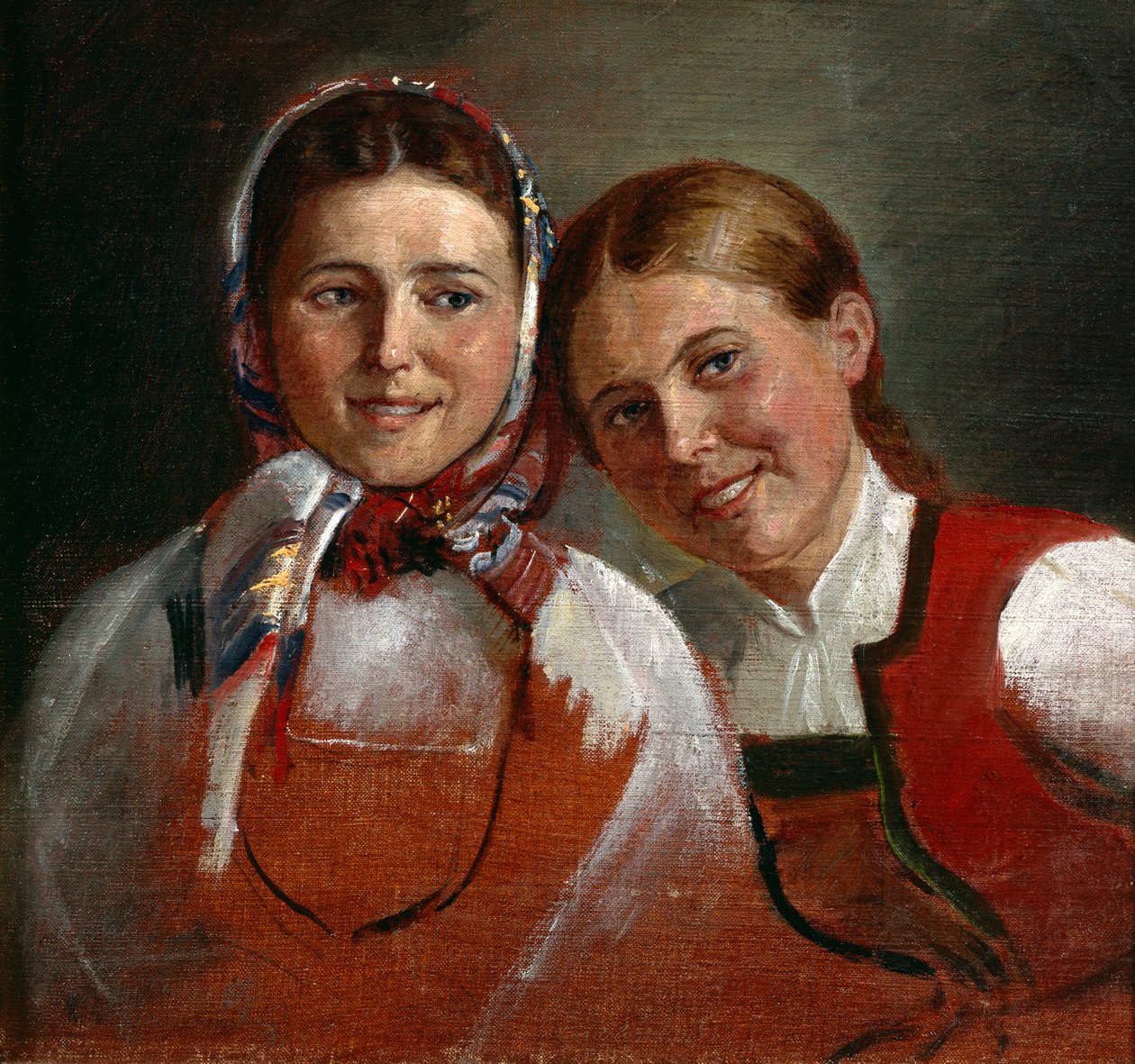 Chicas que ríen de Adolph Tidemand