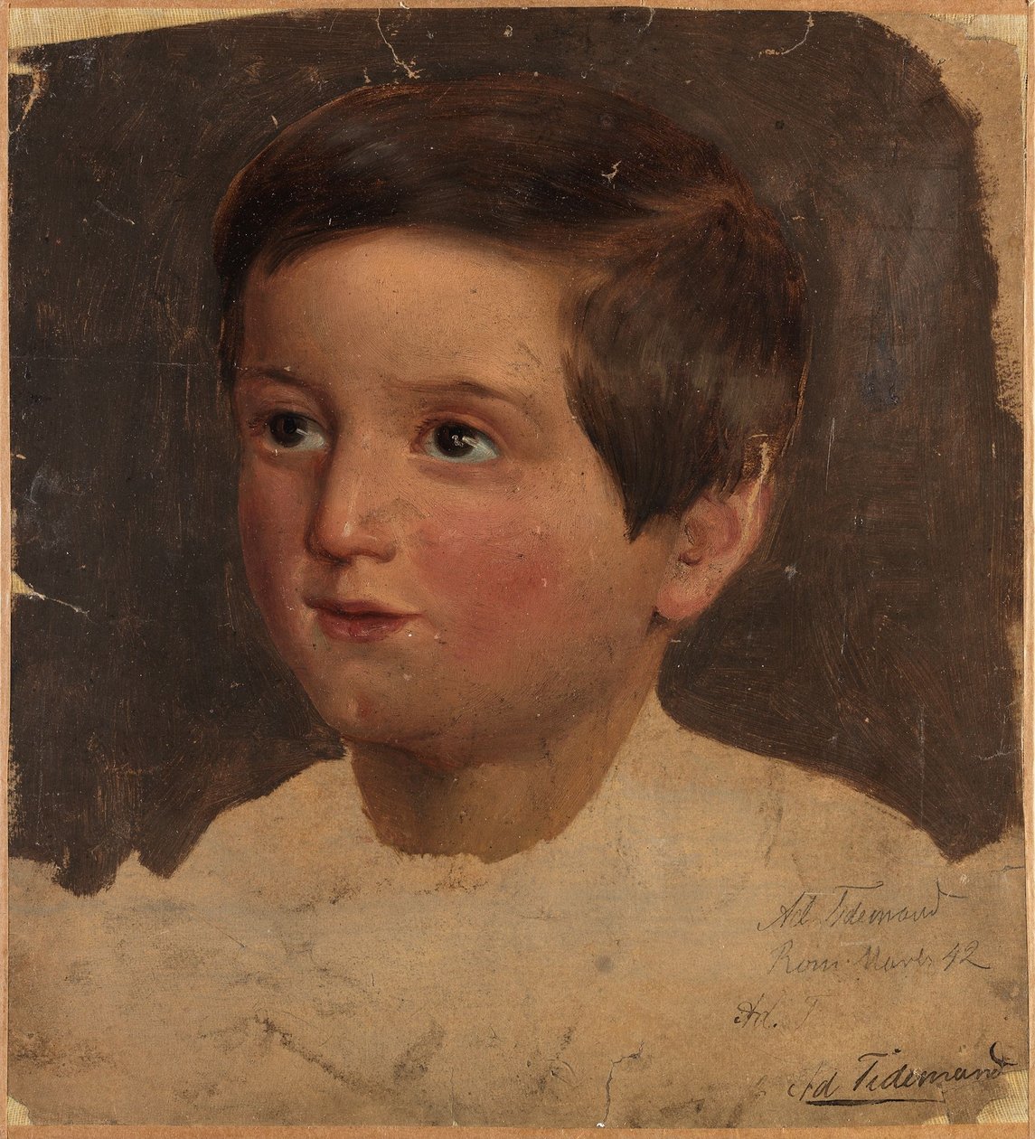Estudio de retrato de un niño de Adolph Tidemand