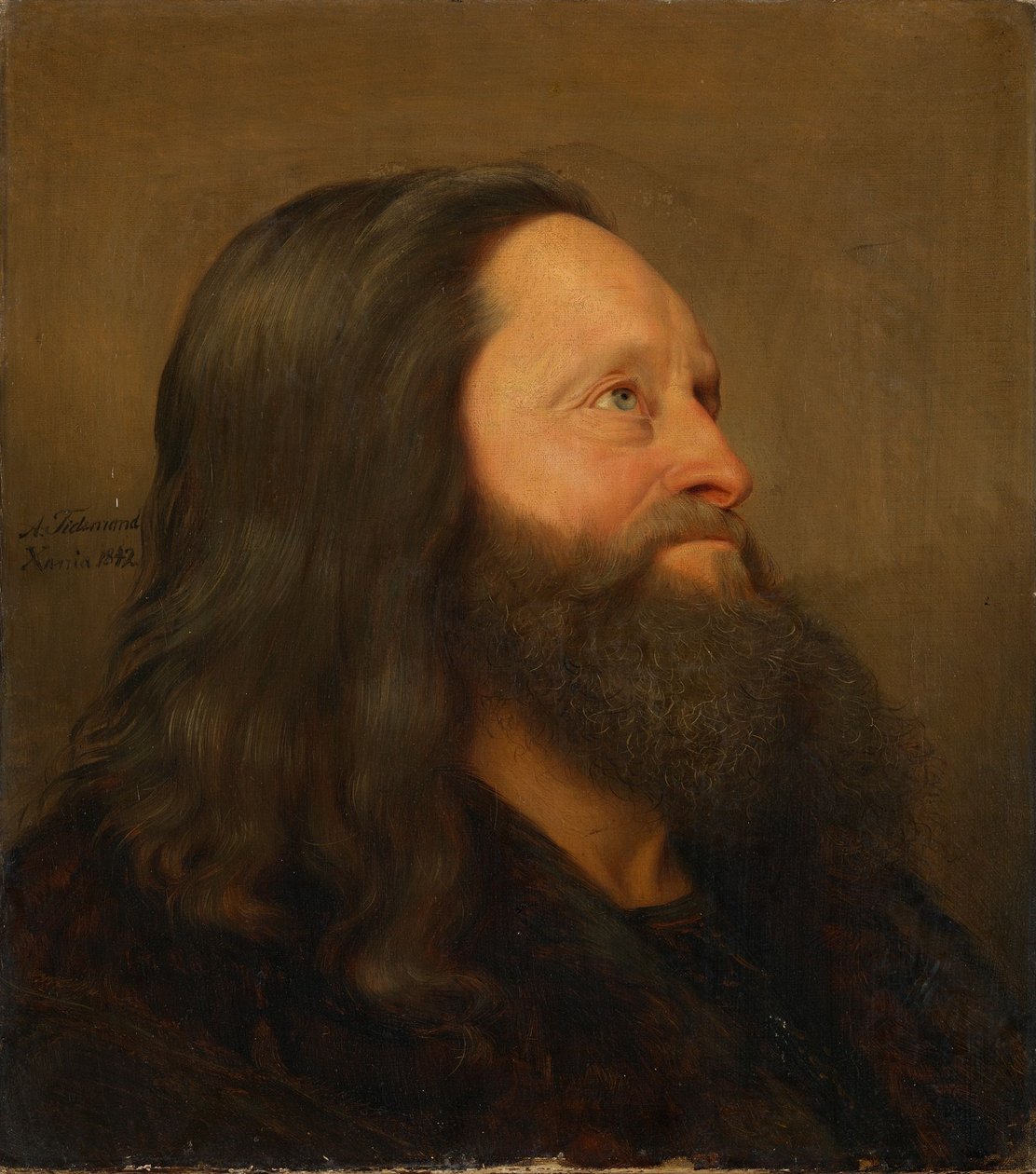 Estudio de retrato de un anciano de Adolph Tidemand