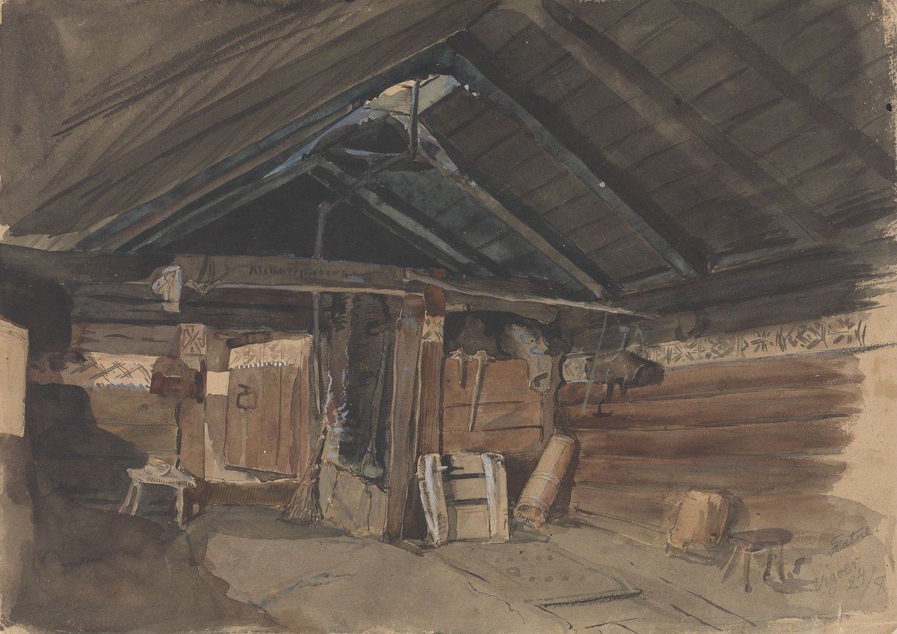Sala de ahumado, rectoría de Kvam, Vikøy de Adolph Tidemand