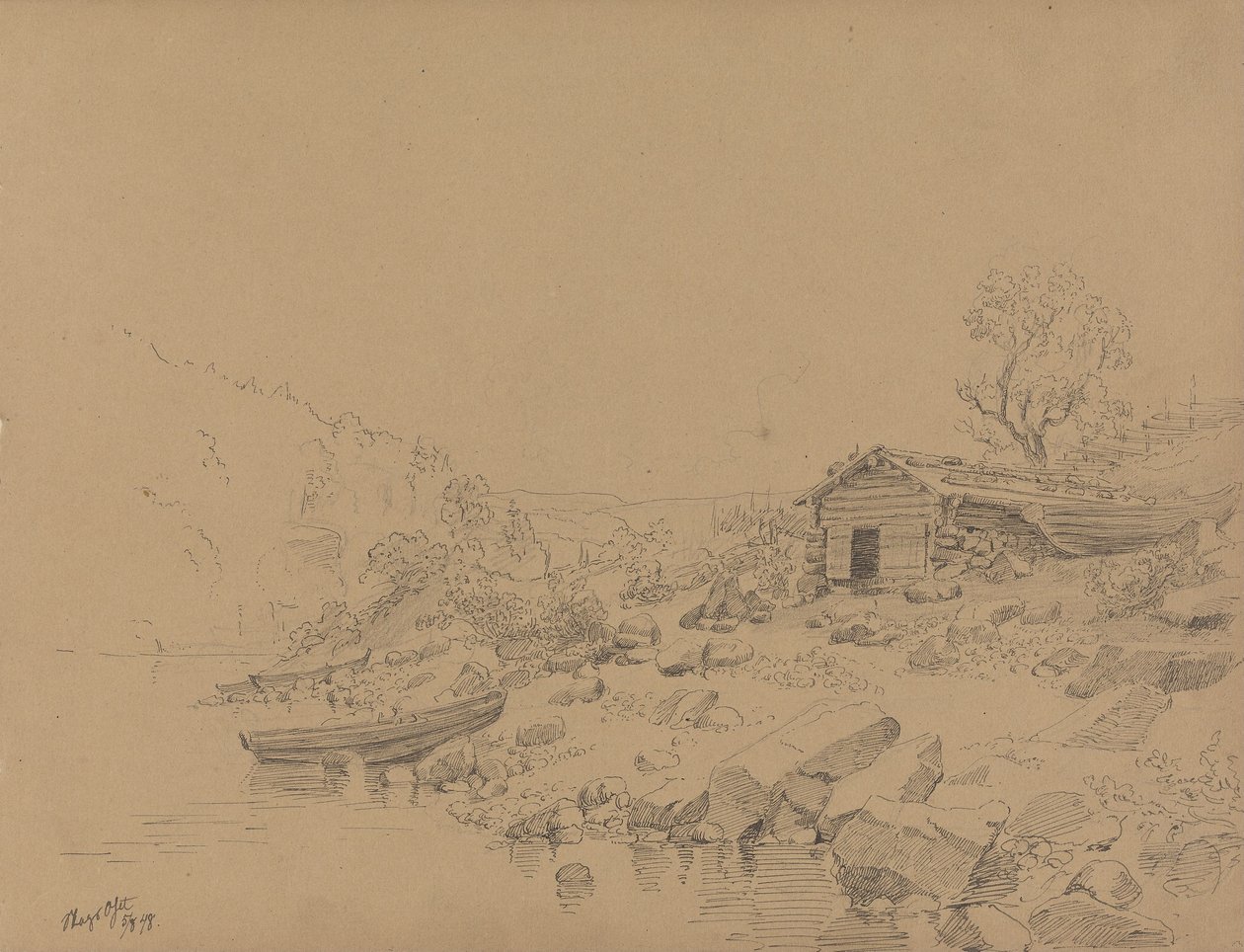 Escena en la playa, Magooset de Adolph Tidemand