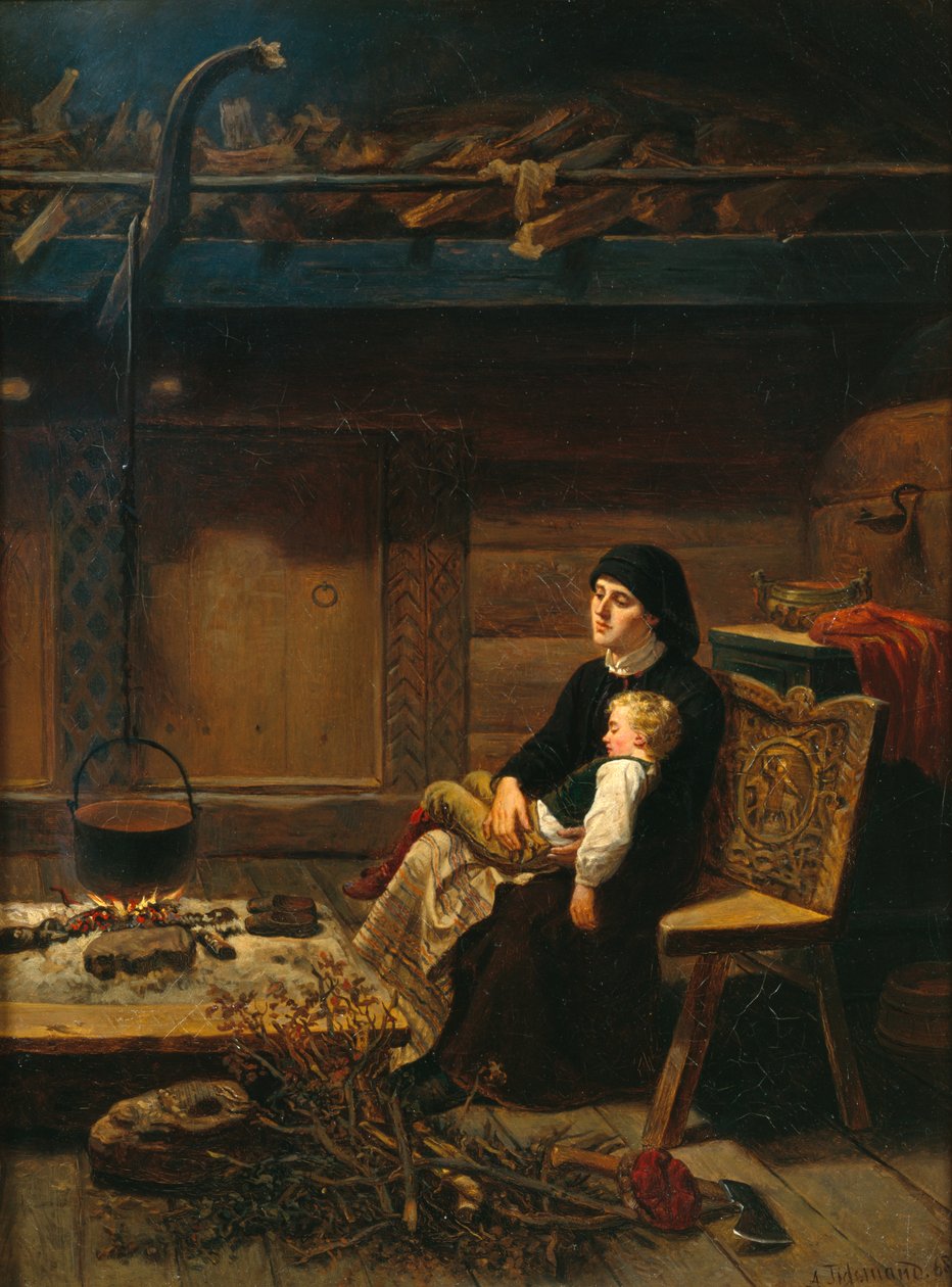 La viuda y su hijo de Adolph Tidemand