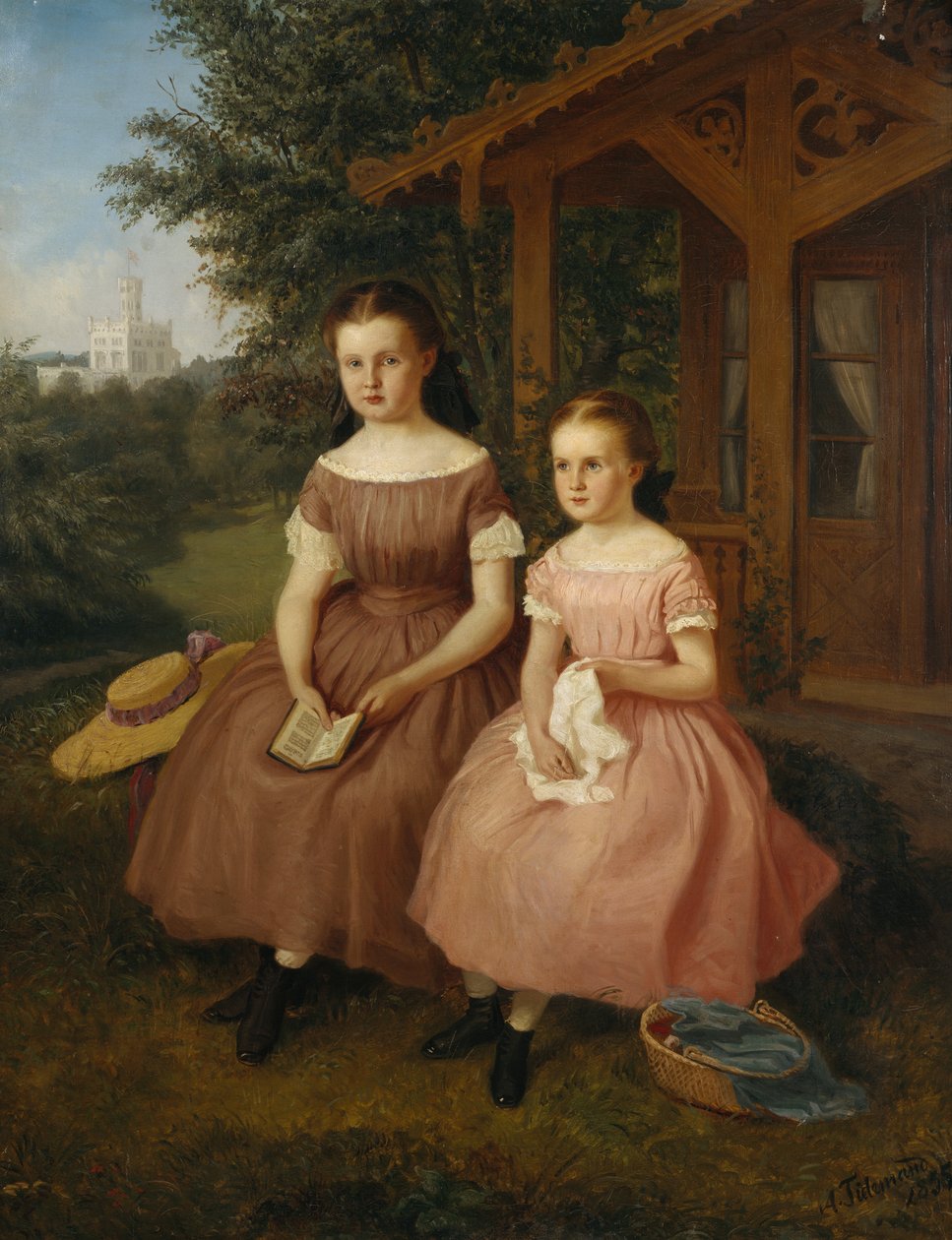 Thorvald Meyers dos hijas en la propiedad "Heia" de Adolph Tidemand