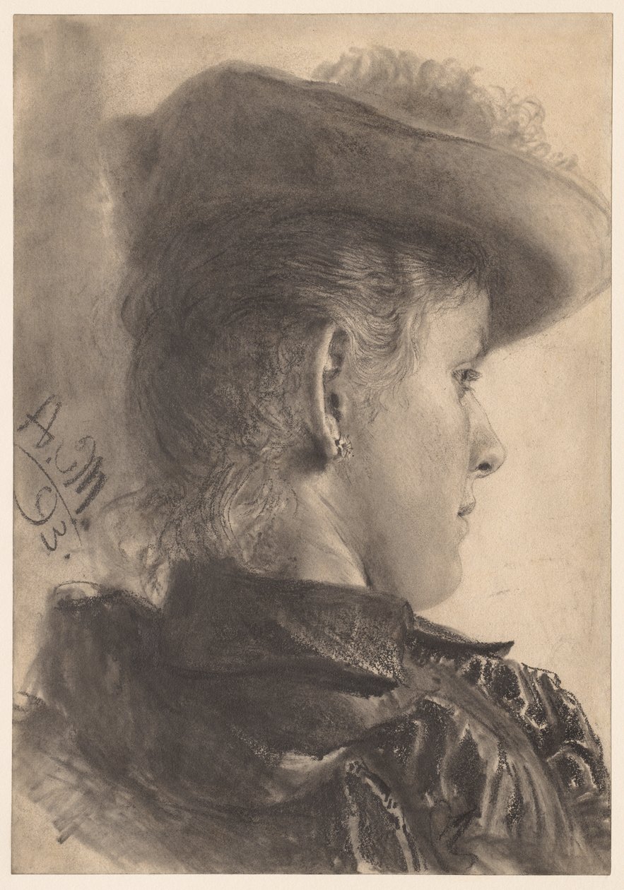 Bust of a Woman, Seen from Behind de Adolph Menzel