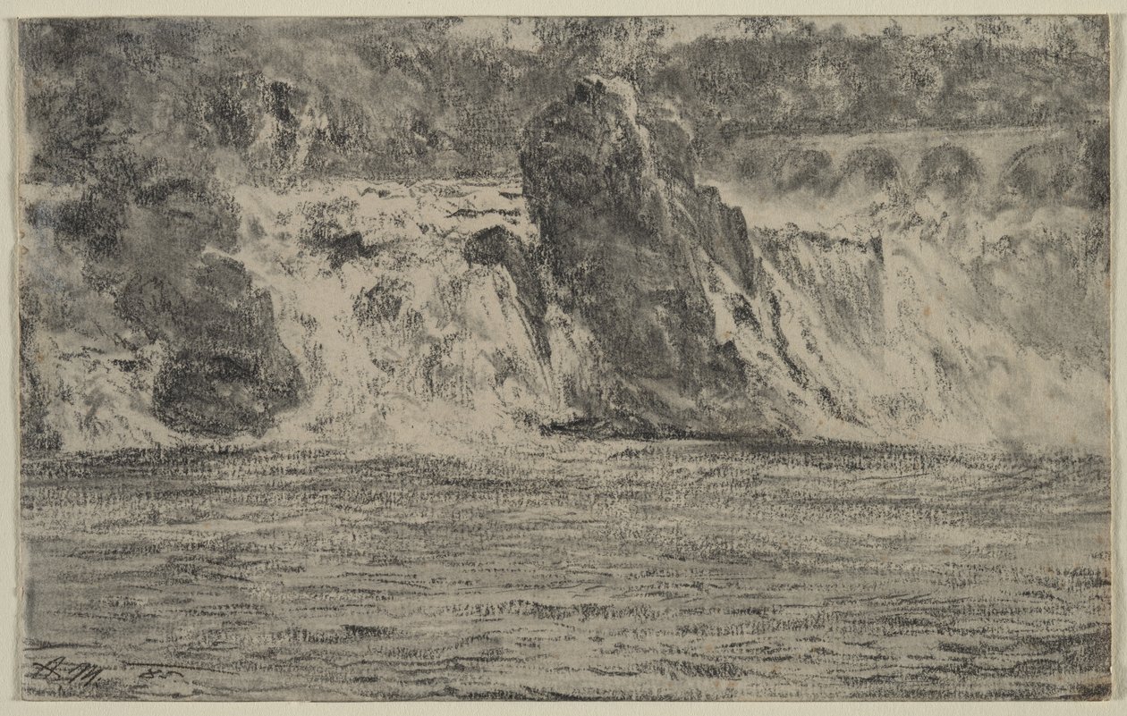 Falls of the Rhine at Schaffhausen (Rheinfall von Schaffhausen) de Adolph Menzel