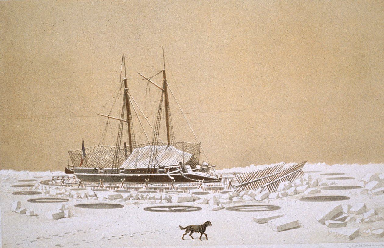 La Fleche en Kil-Bouroun invadida por el hielo de Adolphe Jean Baptiste Bayot and Antoine Leon Morel Fatio