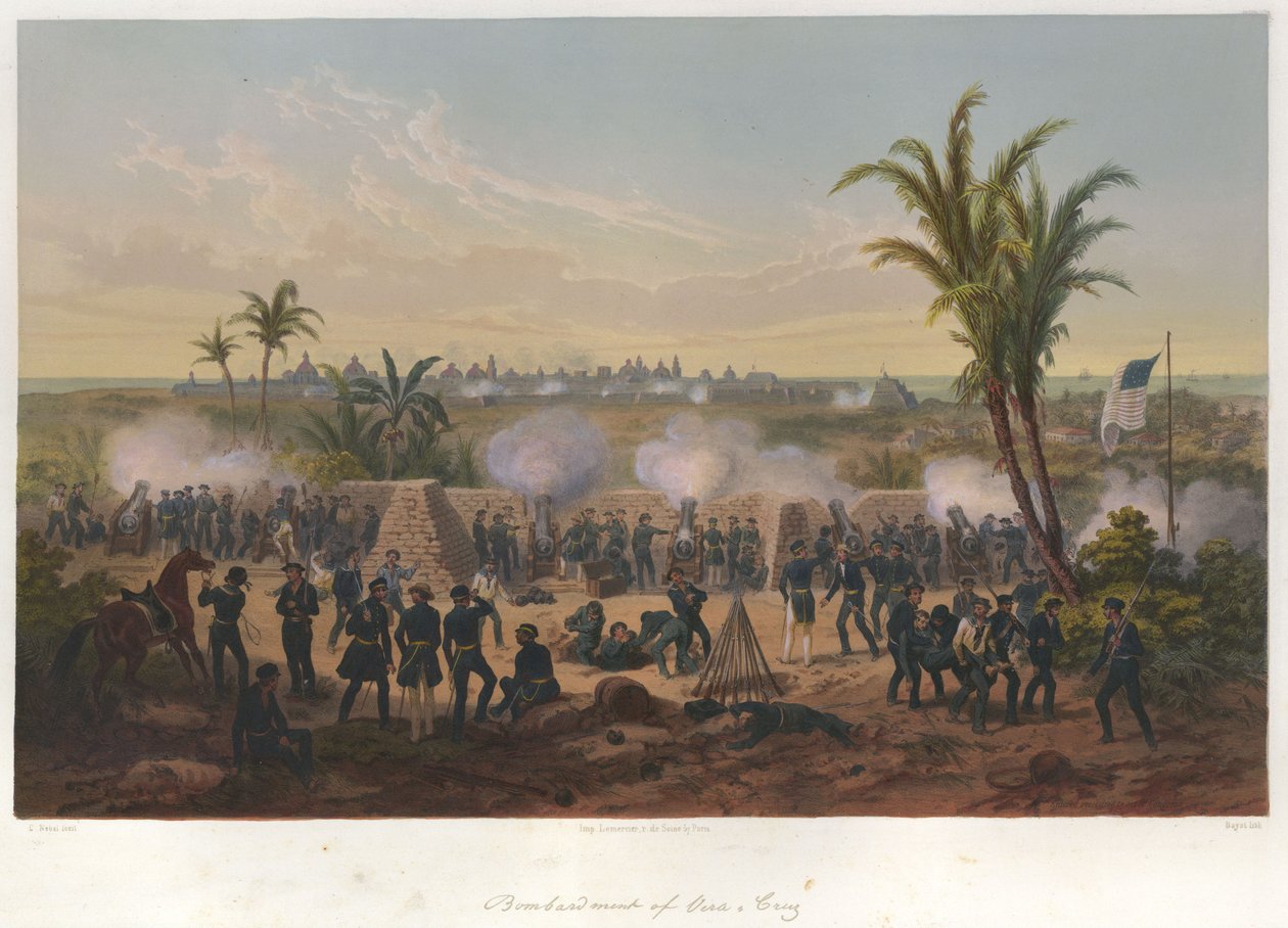 Bombardeo de Veracruz (marzo de 1847) en la Guerra Mexicano-Estadounidense. de Adolphe Jean-Baptiste Bayot