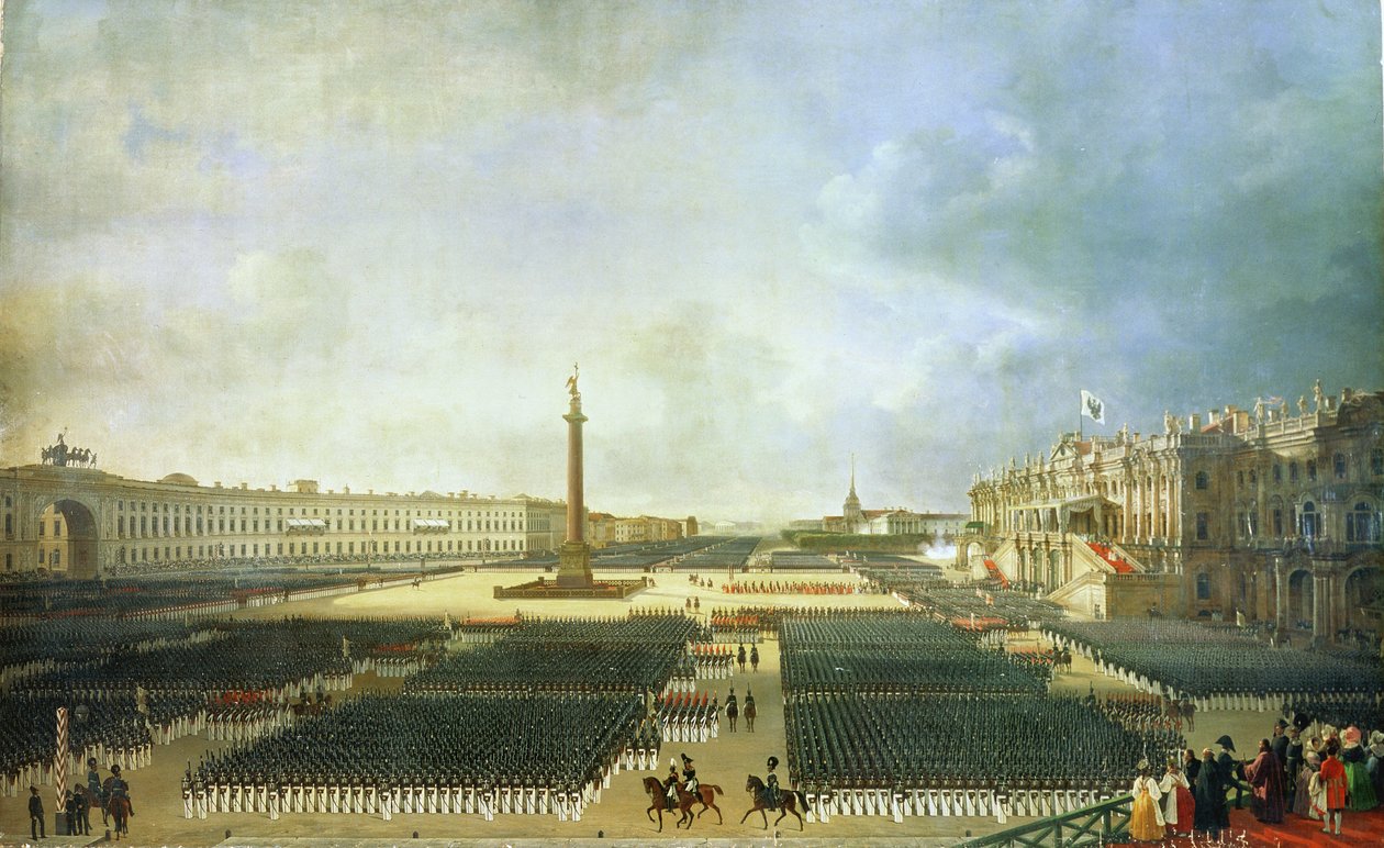 La consagración de la Columna de Alejandro en San Petersburgo el 30 de agosto de 1834 de Adolphe Ladurner