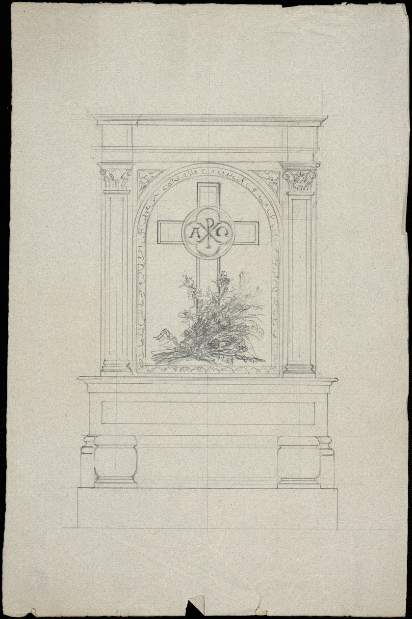 Croquis de tumba para la familia Karakehia en el cementerio del Père Lachaise en París de Adolphe Victor Geoffroy Dechaume