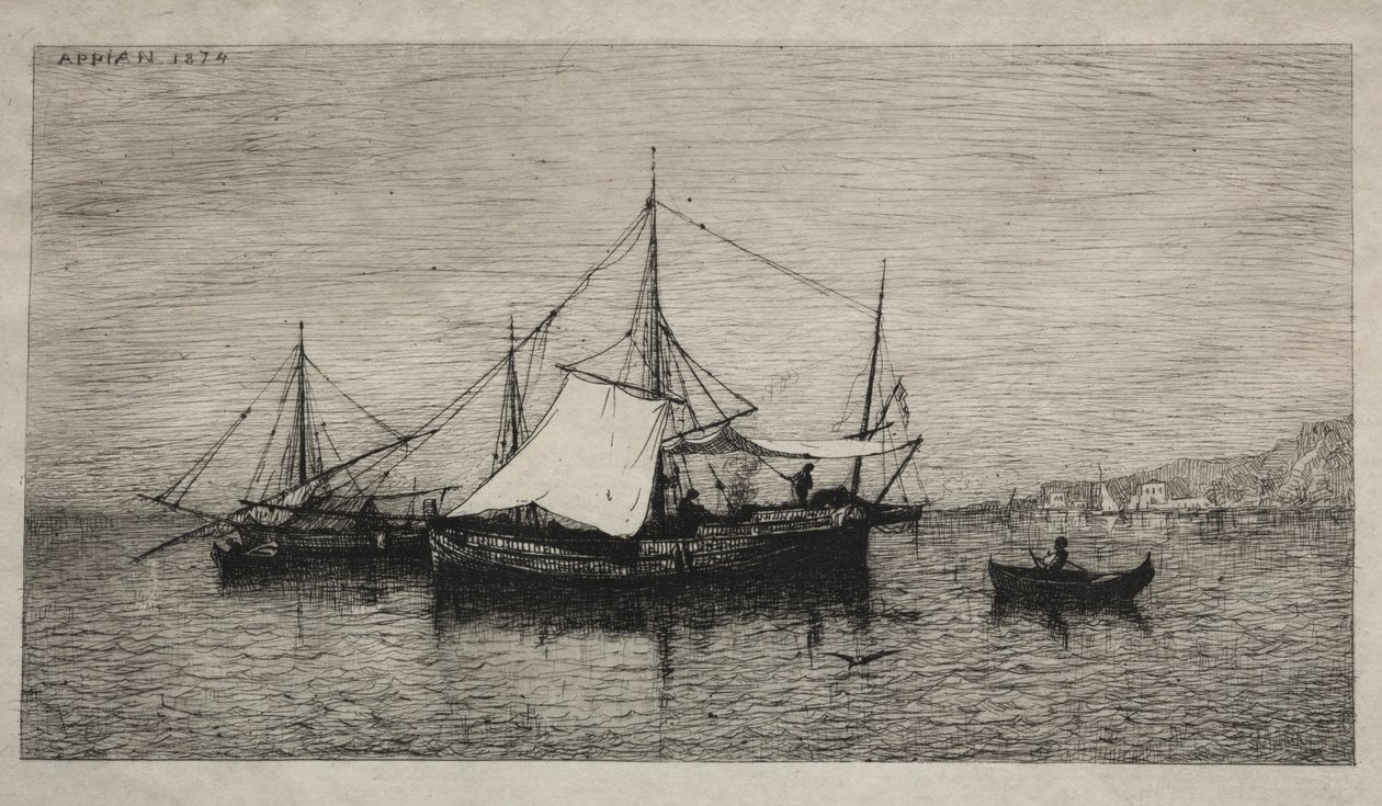 Barcos de cabotaje (costas de Italia) de Adolphe Appian