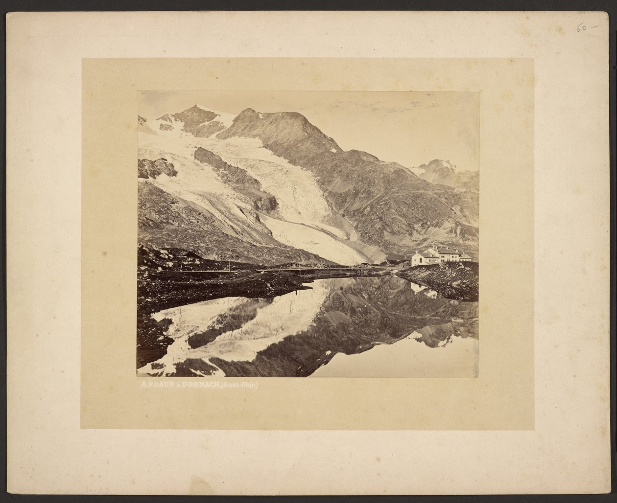 El hospicio de Bernina y el glaciar de Cambréna de Adolphe Braun