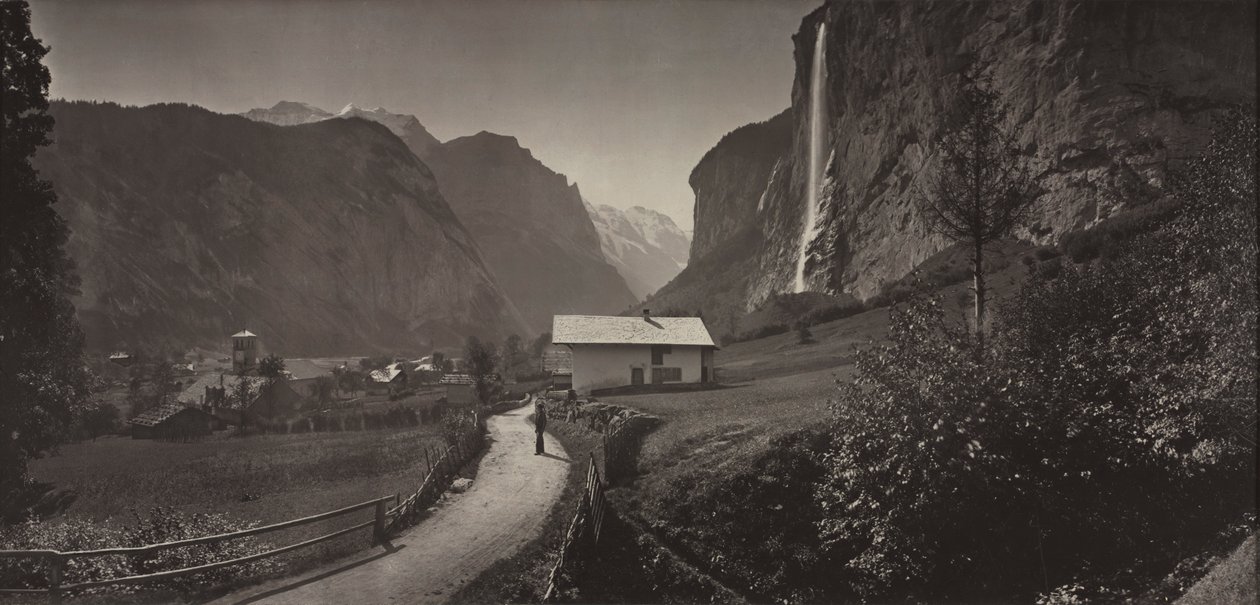 Valle de Lauterbrunnen, Suiza del álbum Charbons de Braun- vues prises..., c. 1868 de Adolphe Braun
