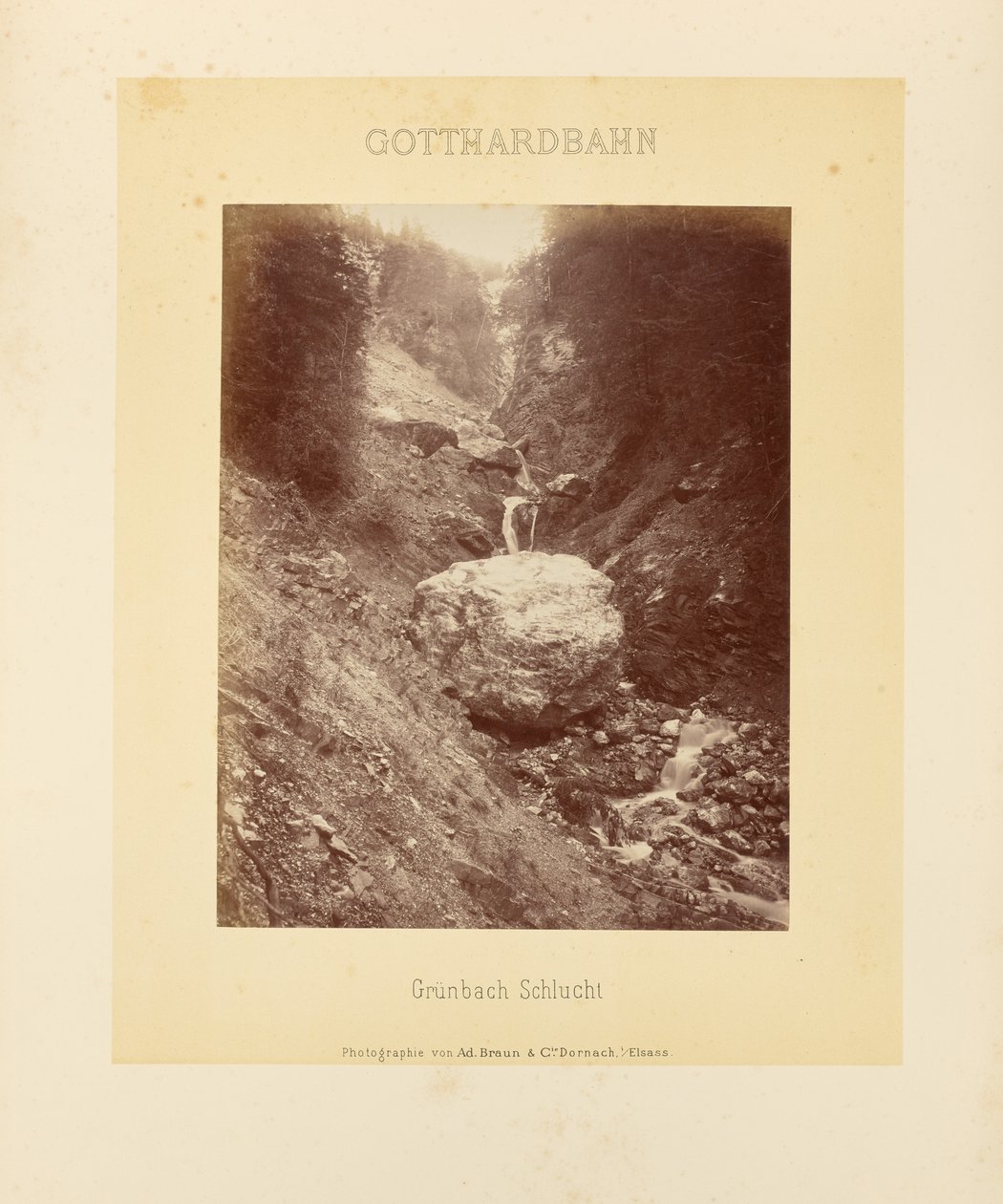 Ferrocarril del Gotardo: desfiladero de Grünbach de Adolphe Braun and Cie