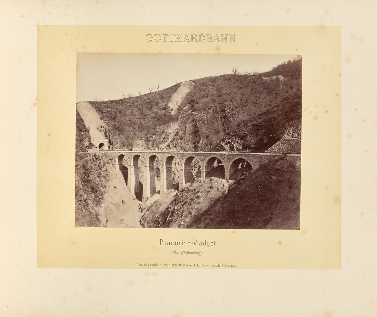 Ferrocarril del Gotardo: Viaducto de Piantorino (tras su finalización) de Adolphe Braun and Cie