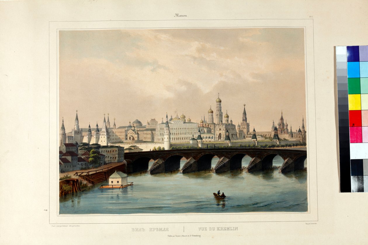 Vista del Kremlin de Moscú (Le Kremlin de Moscou) par Cuvillier, Adolphe (activo en la década de 1830-1840) de Adolphe Cuvillier