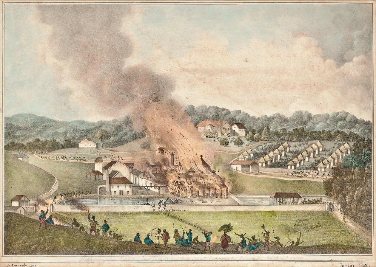 La destrucción de la finca Roehampton en la parroquia de St. James en enero de 1832, 1833 de Adolphe Duperly