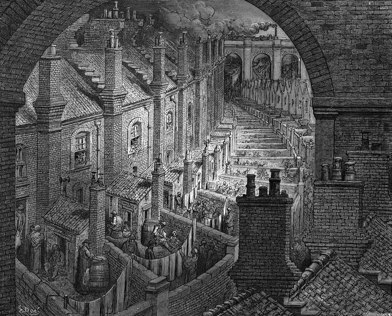 Sobre Londres en tren, 1872 de Adolphe Francois Pannemaker