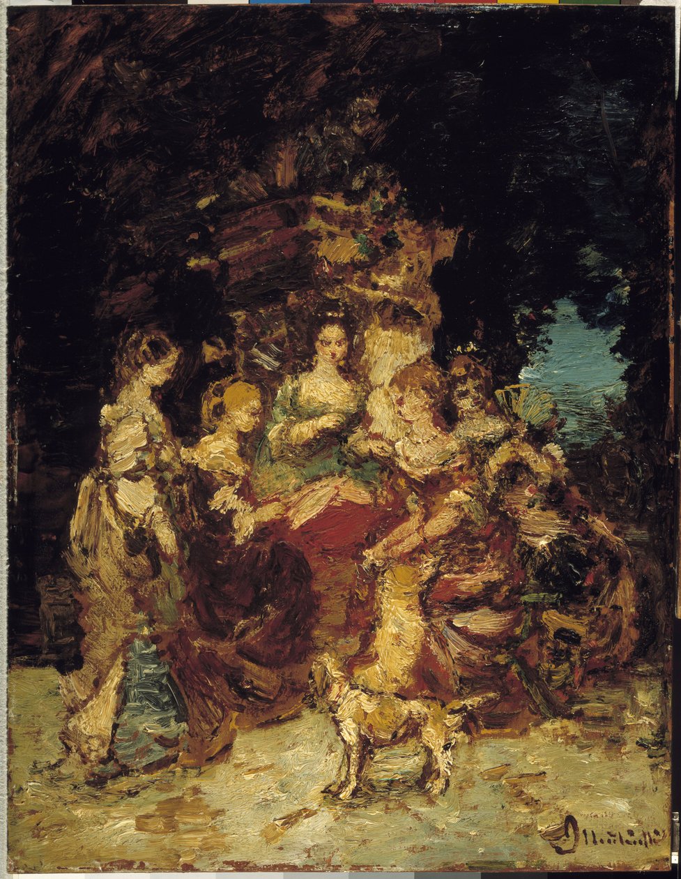 Damas en un parque de Adolphe Joseph Thomas Monticelli