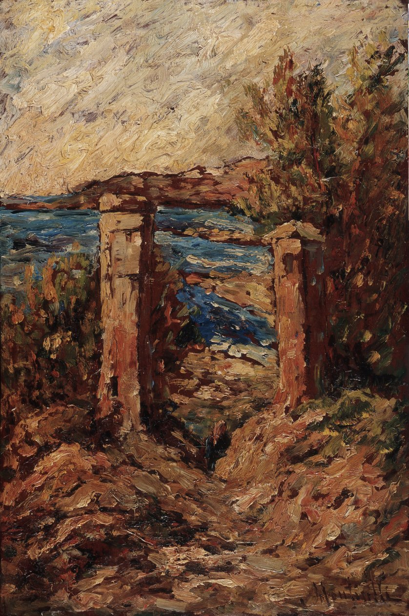Portal de Cassis, Paisaje a la orilla del mar Pintura de Adolphe Monticelli (1824-1886) Dim 45x30 cm Musee Grobet-Labadie de Adolphe Joseph Thomas Monticelli