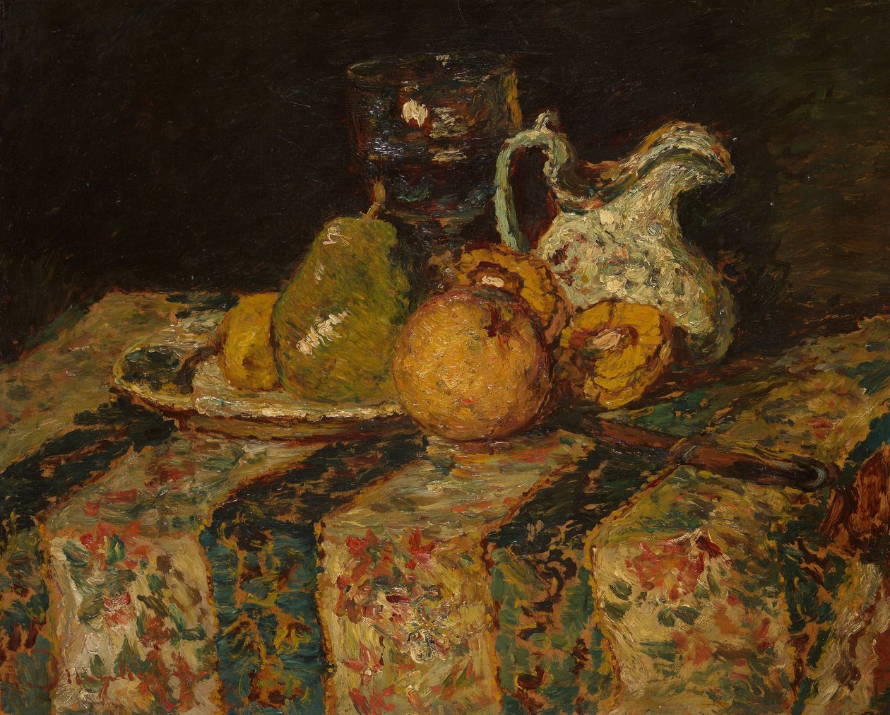 Bodegón con fruta y jarra de vino de Adolphe Joseph Thomas Monticelli