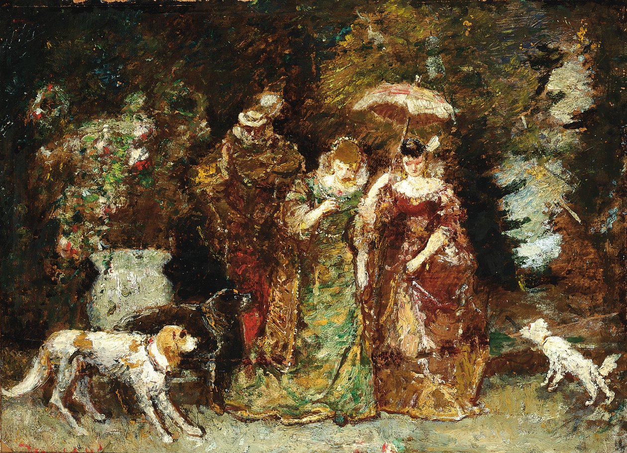 Una reunión en el bosque de Adolphe Joseph Thomas Moticelli